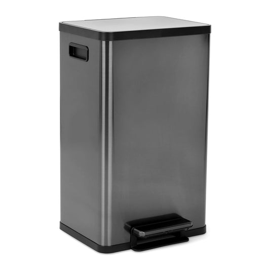 Simpli-Magic 13.2 Gallon (50L) Step Trash Can – Kitchen Garbage Can with Slow-Close Lid – Odor Control, Hands-Free, Easy to Clean, Brushed Stainless Steel