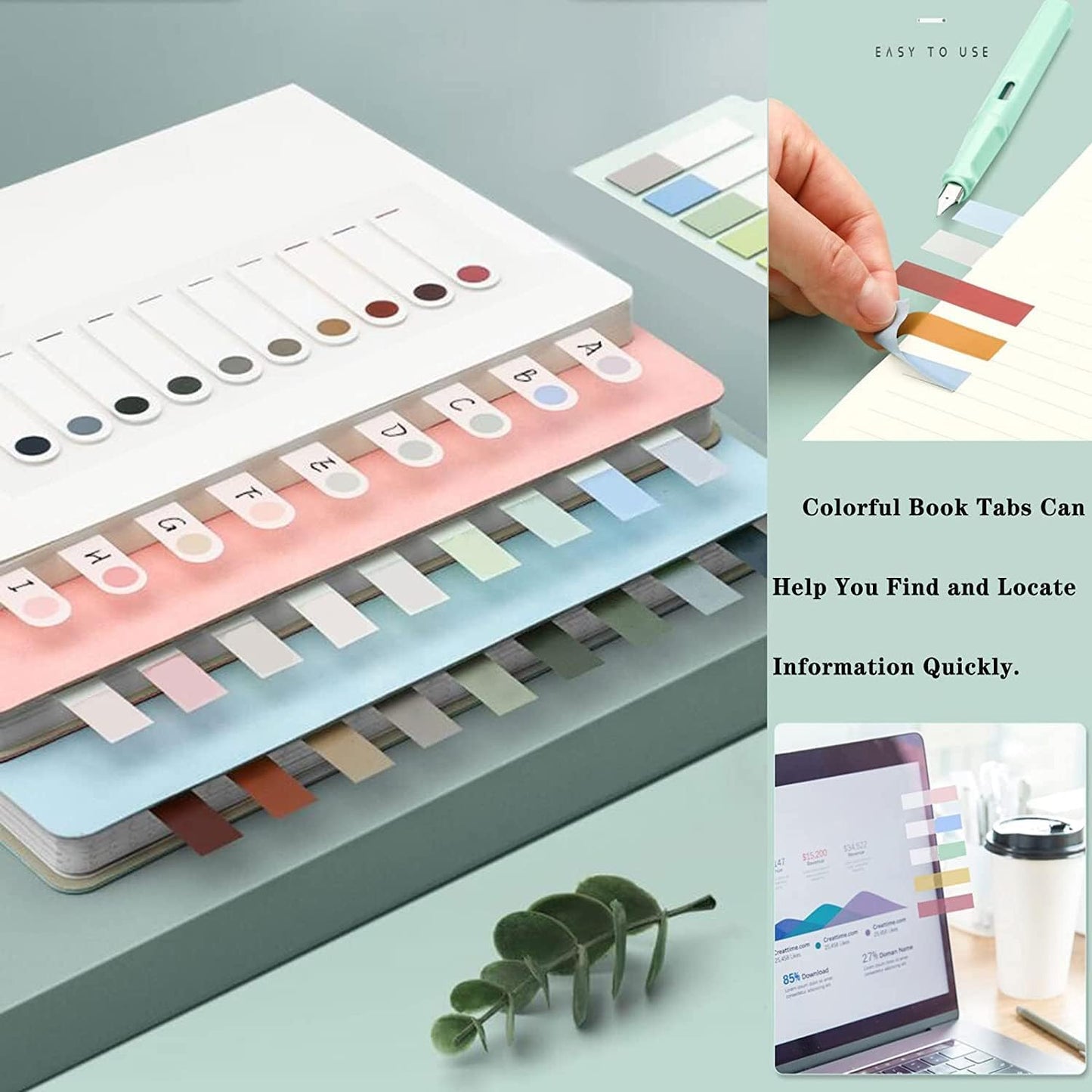 ELII Tabs 800Pcs Sticky Index Tabs Page Markers,Writable and Transparent Sticky Notes Page Tabs Book Markers Label Stickers Index Tabs for Page Marking Classify File (800 pcs Book tabs)
