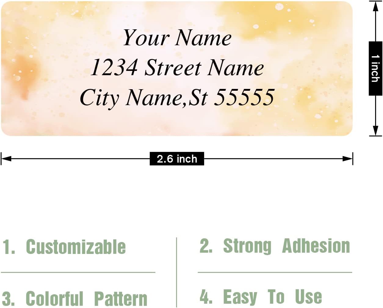 Personalized Address Labels - Custom Address Labels, Colorful Patterns, Set of 100, Matte Silver (2.6x1 Inch)