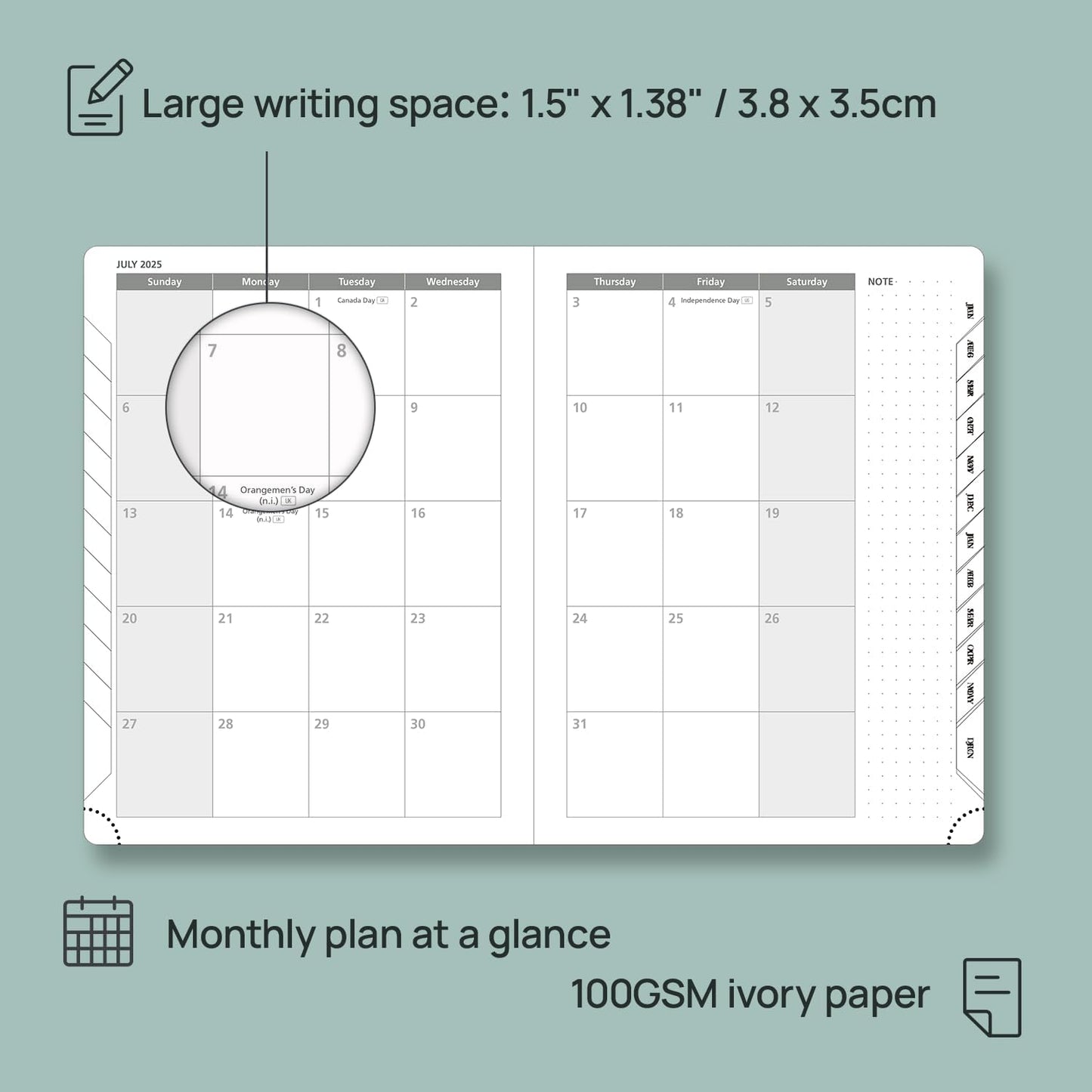 POPRUN Planner 2025-2026, (Medium 6.5'' x 8.5'' Hard Cover) Academic Calendar (July 25-June 26) Daily Weekly and Monthly Appointment Book with Hourly Time Slots, Monthly Tabs, 100 GSM - Light Yellow