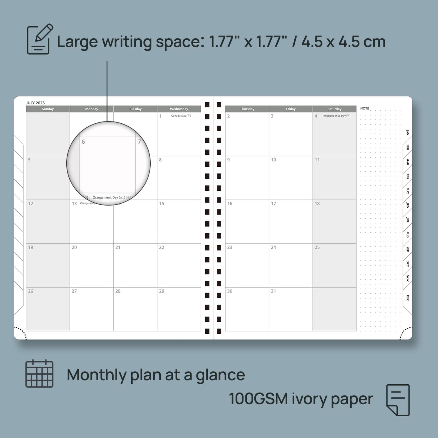 POPRUN 2026 Planner (Large - 8.5" x 10.5") with Hourly Schedule, Vertical Layout - 2026 Weekly Calendar (Jan. 2026 - Dec.2026) for Time Management, Monthly Tabs, Spiral Bound, Soft Cover - Pacific Green