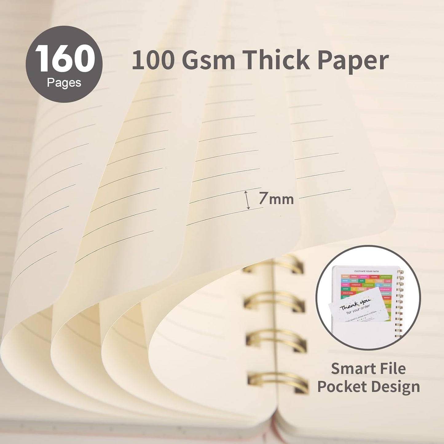 Lined Spiral Notebook College Ruled A5 Journal Book for Note Taking, 160 Pages Writing Journal for Office and Home School Supplies 5.75x8.125 inch (0Grey)