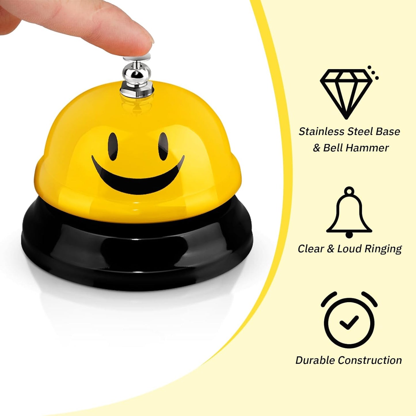 Tudomro 6 Pcs Call Service Dinner Bell for Desk Classroom Metal Smile Face Bell 3 Inch Diameter Anti Rust for Hotel Restaurant Office School Kitchen Bar(Vintage Colors)