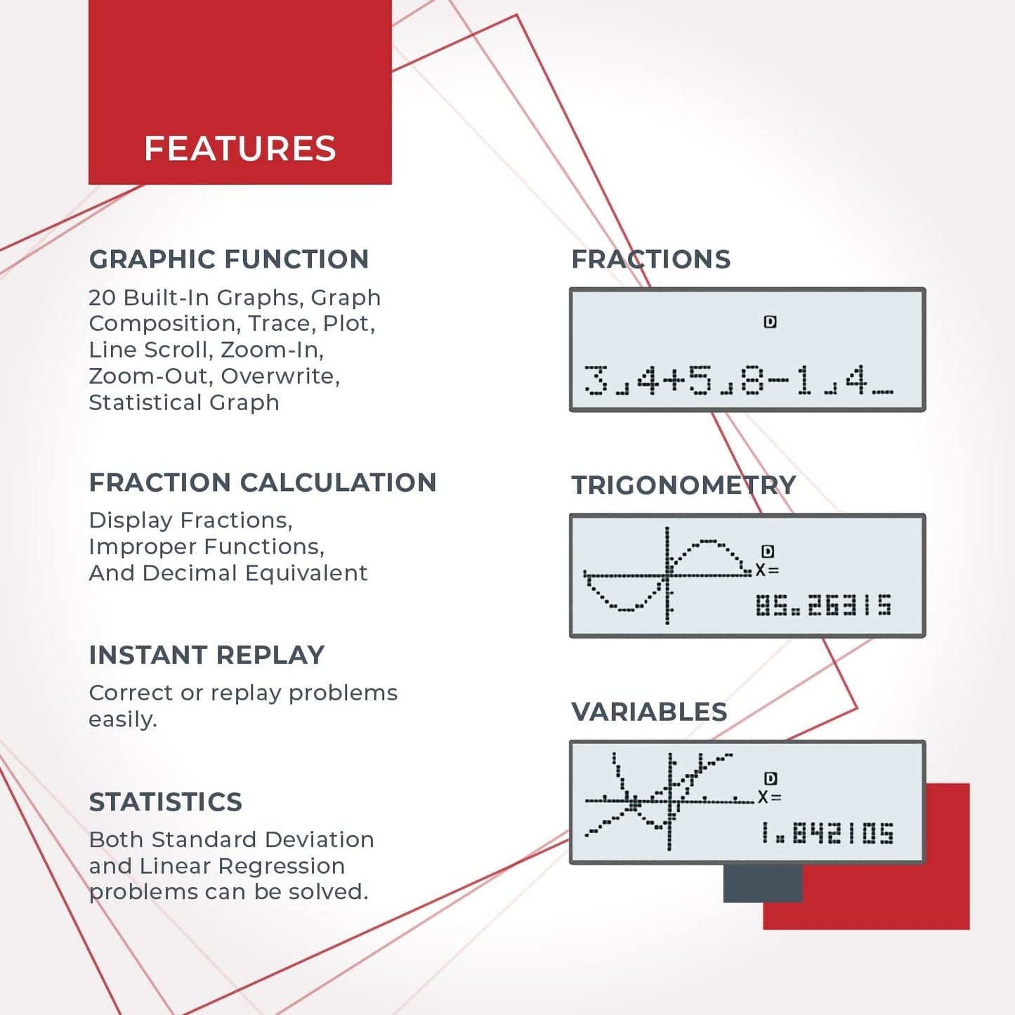 CATIGA Scientific Calculator with Graphic Functions, Multiple Modes with Intuitive Interface, Perfect for Beginner and Advanced Courses, High School or College, 2 Pack, CS-121