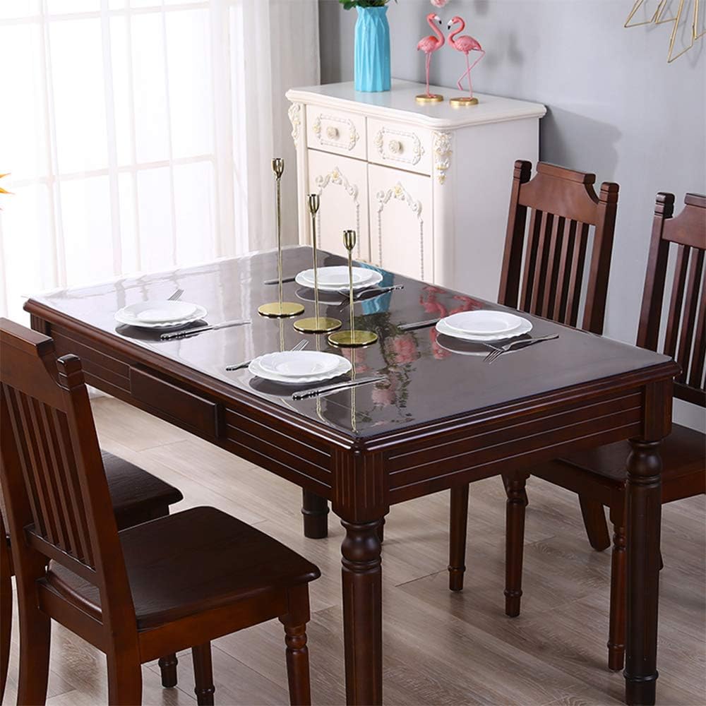 Countertop Protector 46x60 Inch Clear Table Cover Protector 1.5mm Thick Eco PVC Plastic Desk Protector Clear Desk Mat Waterproof Table Cover for Dining Table or Office Desk Outdoor Table Garden Table