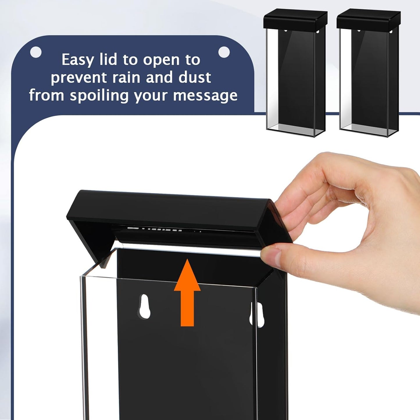 Remerry 4 Pcs Acrylic Outdoor Brochure Holder 4 x 9 Inch Waterproof Wall Mount Literature Box with Black Lid Clear Pamphlet Holder with Screws for Flyer Display Map Menu Envelope