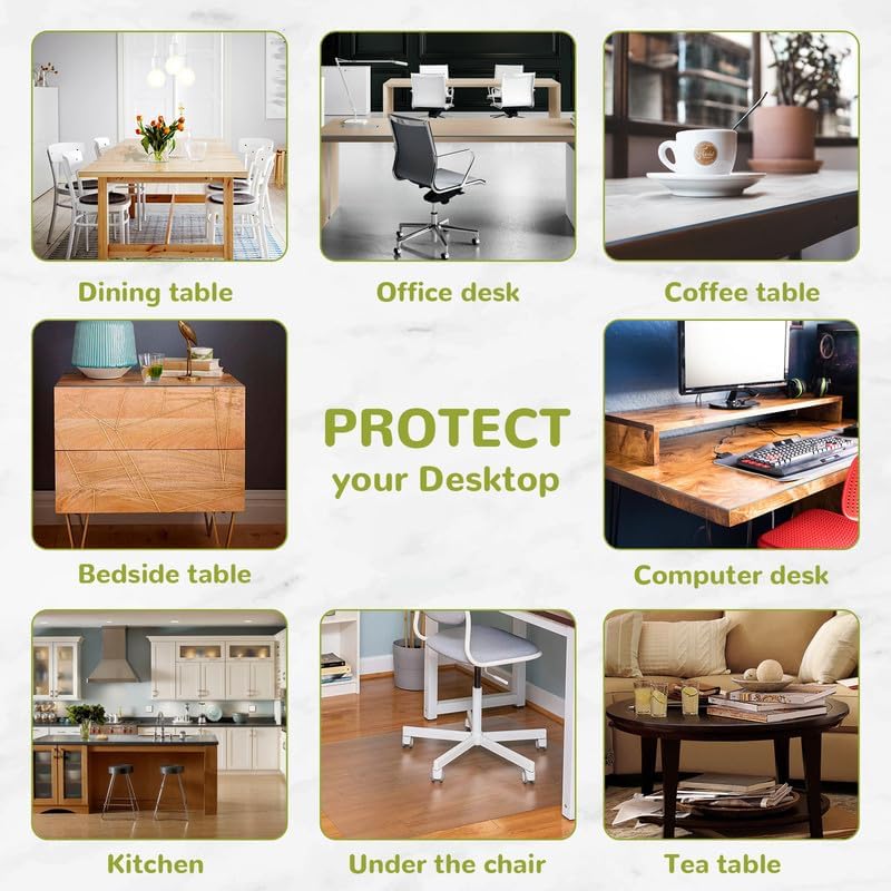 43 x 95 Inch Clear Table Cover Protector, 2mm Thick Clear Table Protector for Dining Room Table, Plastic Table Cover, Waterproof Table Pad for Kitchen, Office