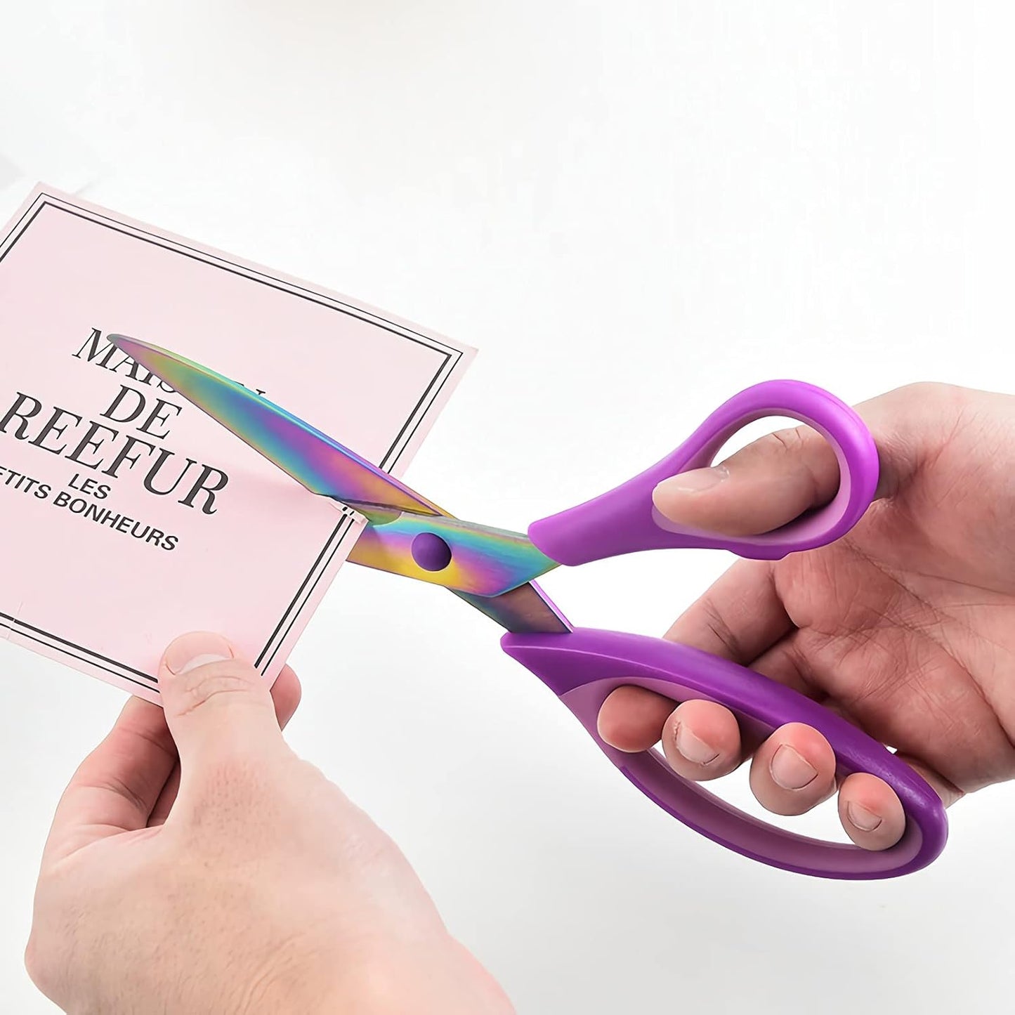 Craft Scissors Set of 3 Pack, All Purpose Sharp Titanium Blades Shears, Comfort Grip Handle, Multipurpose Fabric Scissors Tool Great for Adults, Office, Sewing, School and Home Supplies, Purple