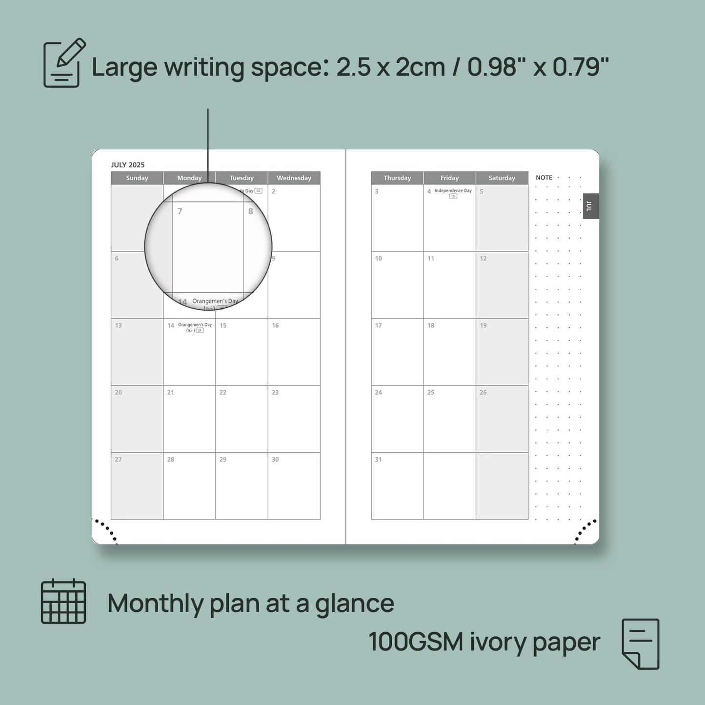 POPRUN Planner 2025-2026 Weekly Notebook for Purse(Pocket Size 4''x 6.25'') Small Academic Calendar (JUL.25 - JUN.26) with Monthly Tabs, Leather Soft Cover, Inner Pocket, 100 GSM - Brown