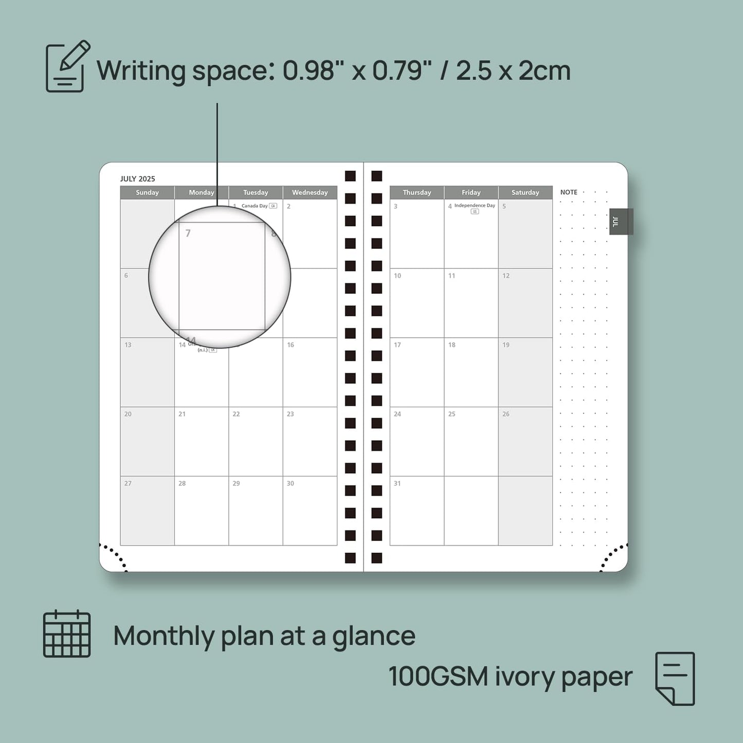 POPRUN Pocket Planner 2025-2026 (Purse Size 4'' x 6.25'') Academic Small Calendar (July 2025 - June 2026) with Hourly Time Slots, 100GSM Thick Papers, Spiral Leather Cover - Purple