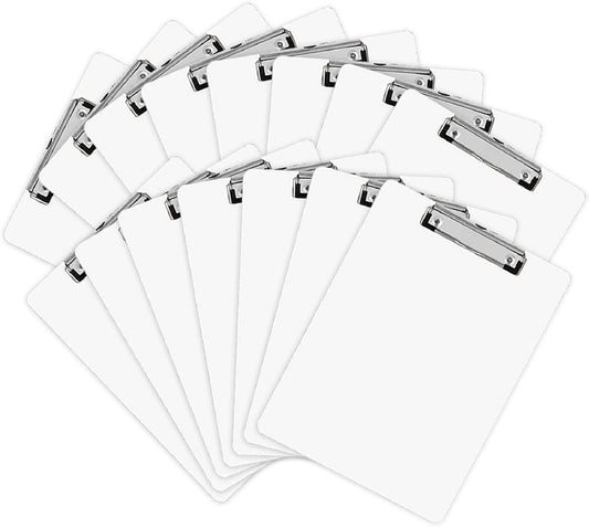 Dry Erase Clipboards, HERKKA 15 Pack Hardboard Office Whiteboard Clipboards Low Profile Clip Standard A4 Letter Size, ECO Friendly, Size 12.5 x 9 Inch