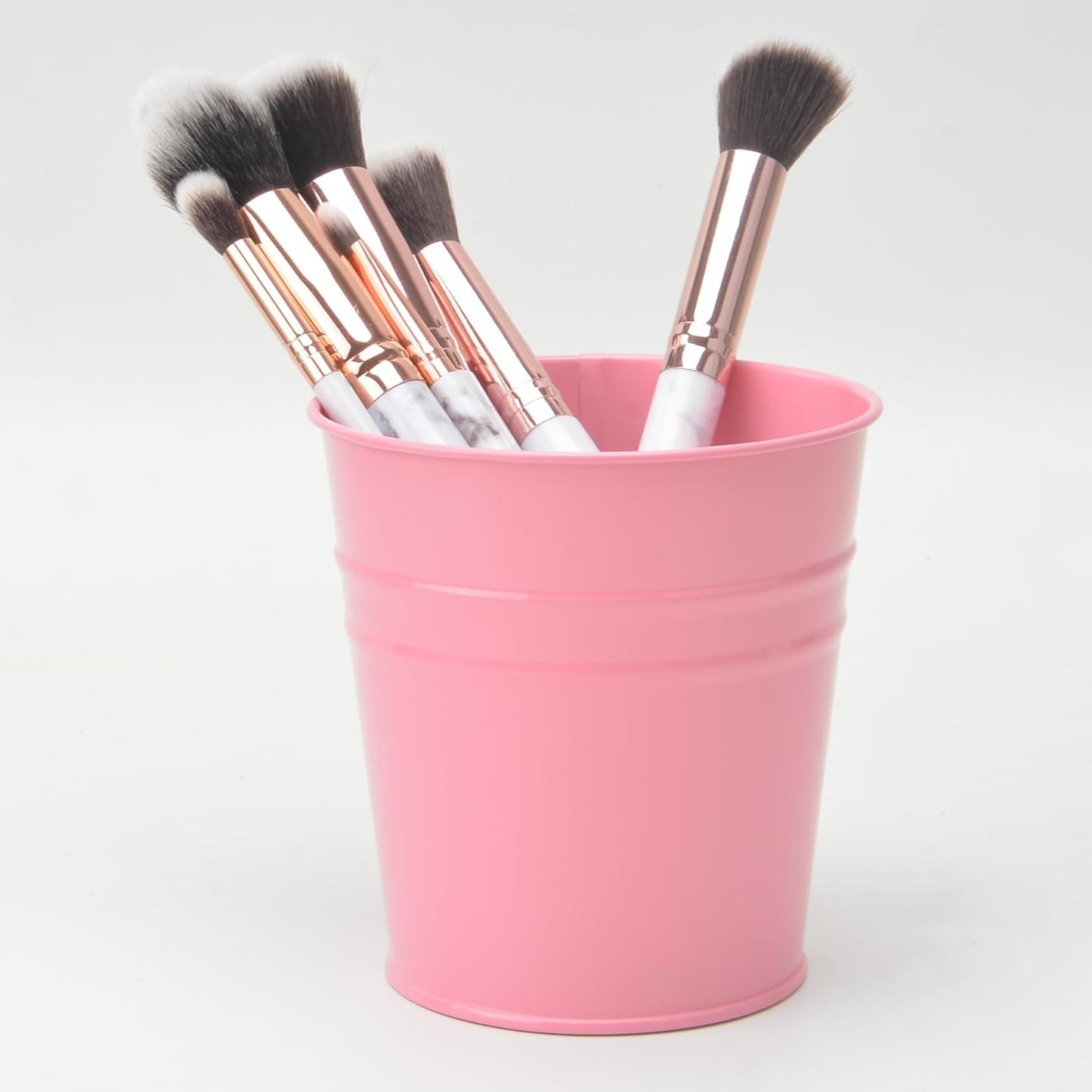 Pen Holder Cup For Desk Pencil Holder Metal Marker Pen Organizer Storage Small Tinplate Flower Pot Succulent Bucket Planters for Office Home - 2 Pack (Black)