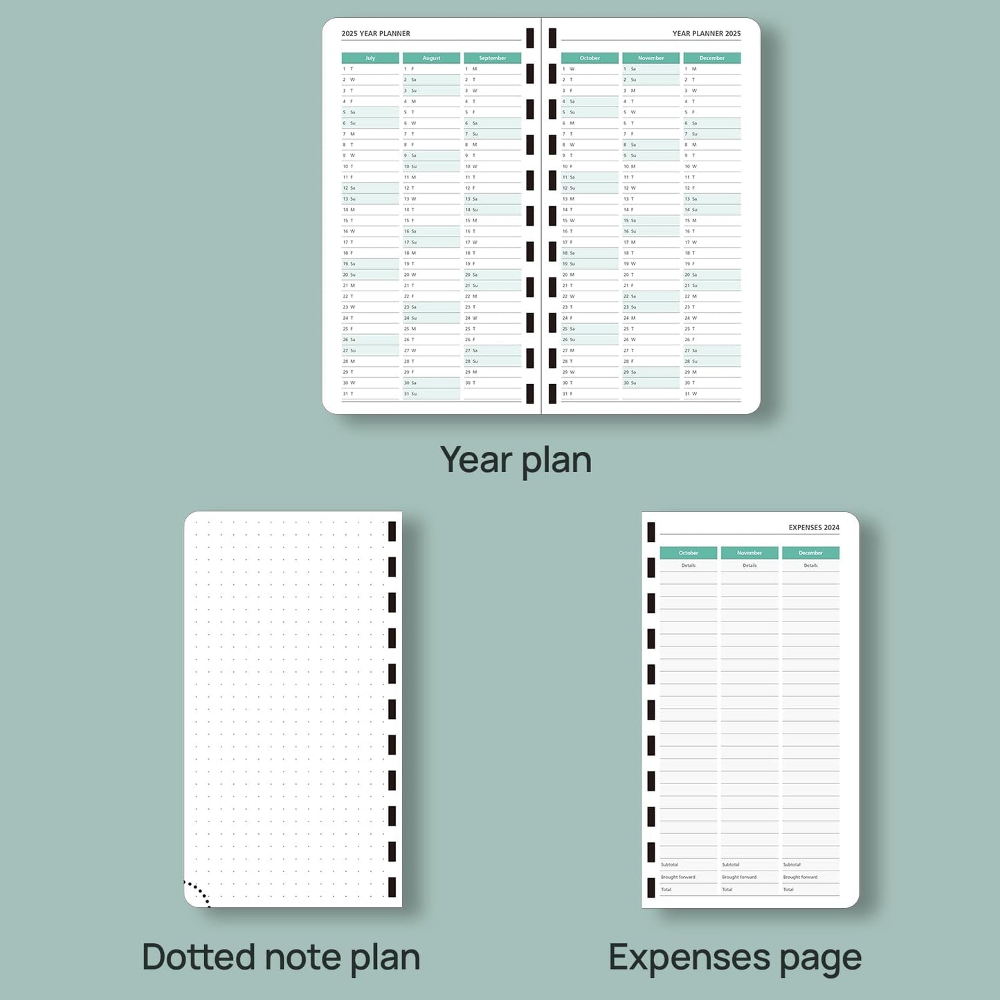POPRUN Pocket Planner 2025-2026 (Slim Size 3.5'' x 6.5'') Academic Purse Calendar (July 2025 - June 2026) with Hourly Time Slots, 100GSM Thick Paper, Spiral Soft Cover - Brown