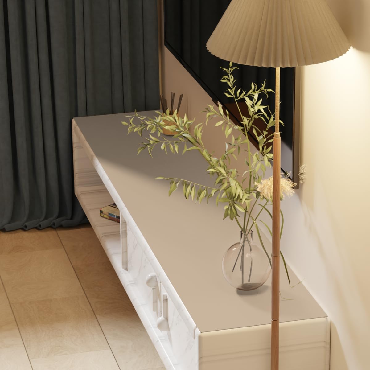 Leather Table Cover,1.8mm Thick,12x72 Inch Desk Cover,Dresser Cover Top,Dresser Protector Top,Dresser Cover,End Table Cover.(Light Brown+Gray,12x72)
