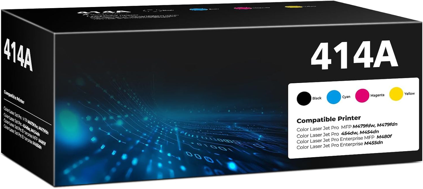414A Toner Cartridges 4 Pack Color Laser Jet Pro MFP M479fdw M454dw Replacement for HP 414A Toner 414X for HP414X HP414A Works for Color Pro MFP M454dw M454dn M479fdw M479fdn Enterprise M480f M455dn
