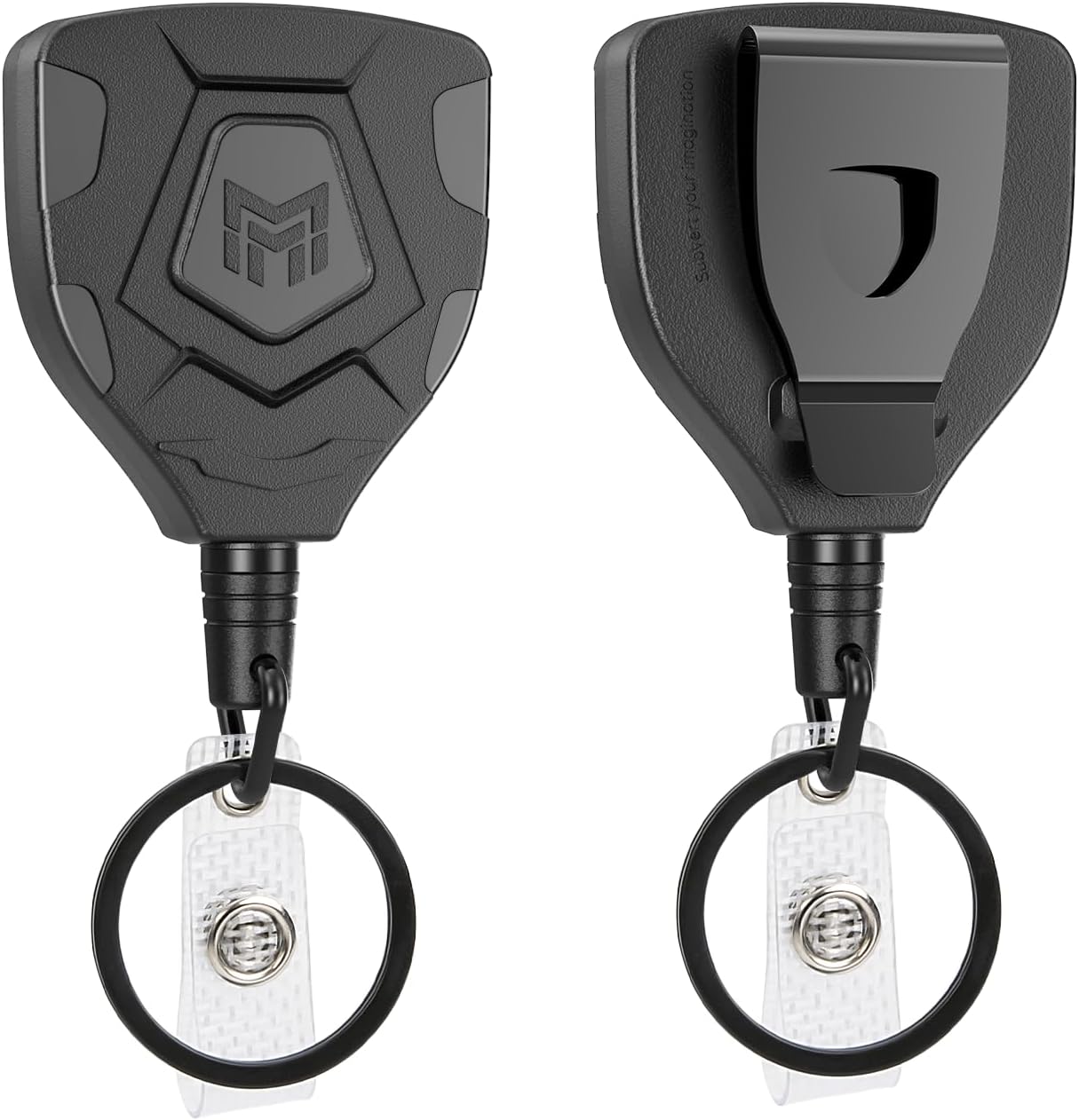 MNGARISTA Heavy Duty Retractable Keychain with Belt Clip, ID Badge Reel Key Chain, Badge Holder with 31.5' Steel Cord and Key Ring, 9.0oz, 2-Pack