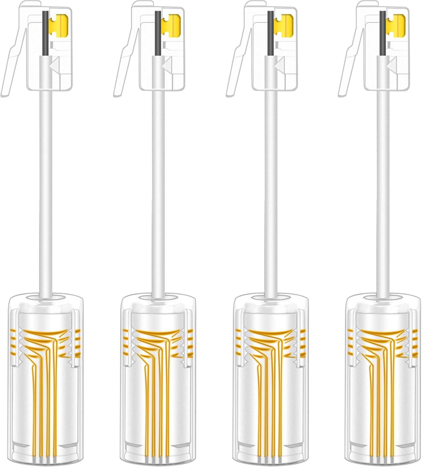 NECABLES 4Pack Phone Cord Detangler for Landline Telephone Handset Cord Detangler for Desk Phone RJ9 4P4C Male to Female White