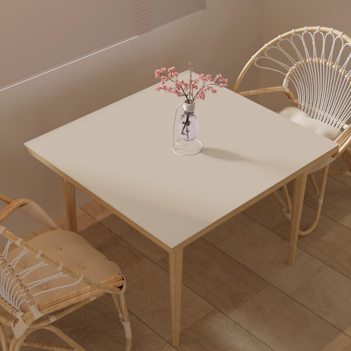 Table Protector for Dining Room Table - Off White+Light Gray, 54x54, 100% Artificial Leather, Waterproof, Scratch Resistant, Reversible, Stain Resistant