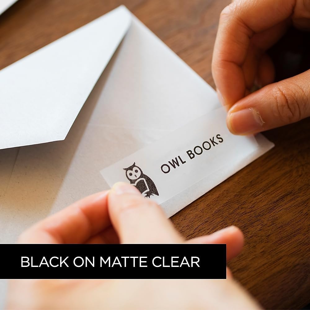 Brother P-touch TZe-M31 Black Print on Premium Matte Clear Laminated Tape 12mm (0.47”) wide x 8m (26.2’) long, TZEM31