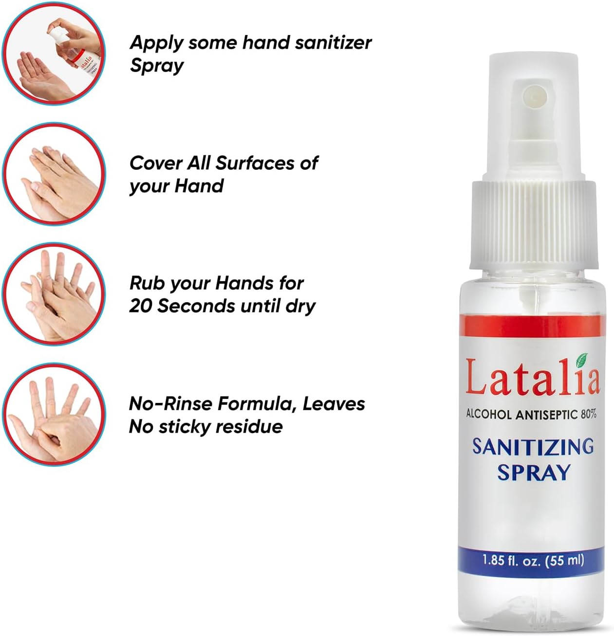 Hand Sanitizer Spray - Pack of 12 Unscented Spray Hand Sanitizer for Hands (1.85 fl. oz & 55ml)
