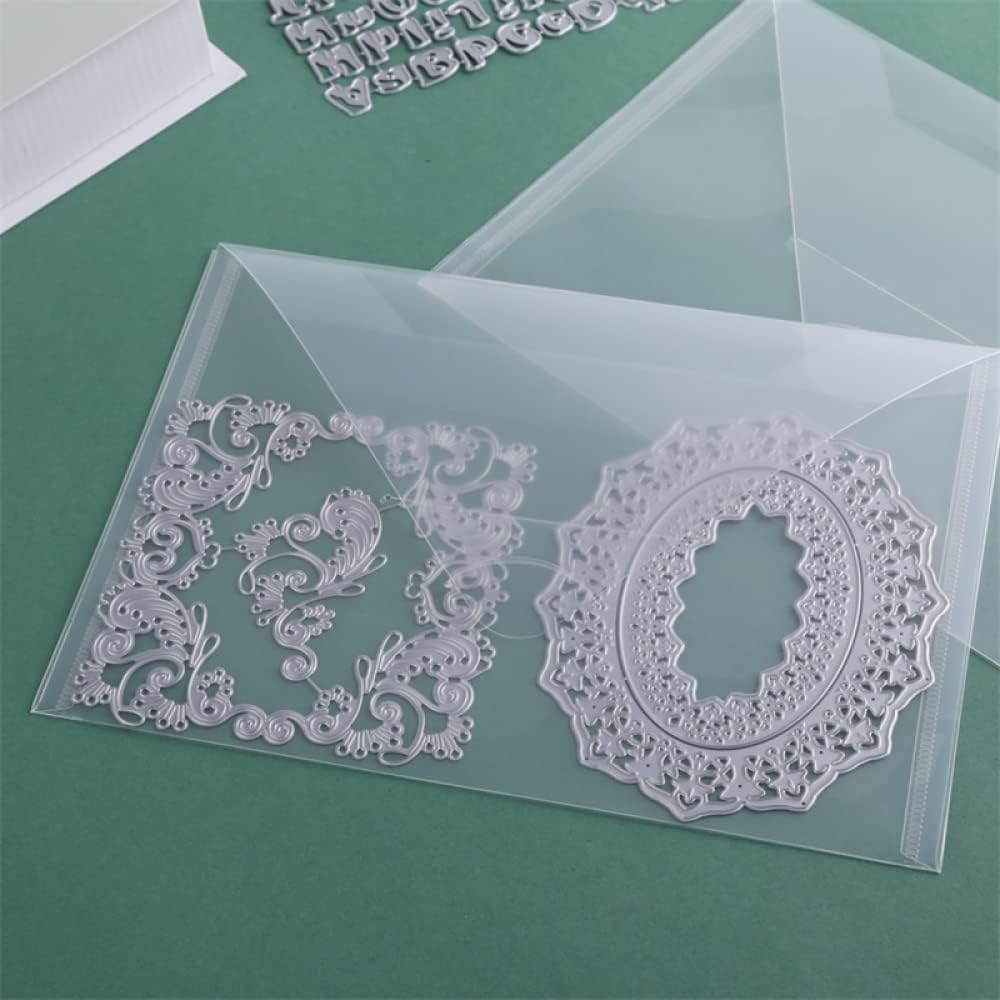 10 Pack 10x7 inch Large Stamps and Dies Storage Pockets Sturdy Plastic Storage Reusable Envelopes Clear Plastic Folders for Cutting Dies Stencil Embossing Crafts Paper Card Craft Organizer Holder