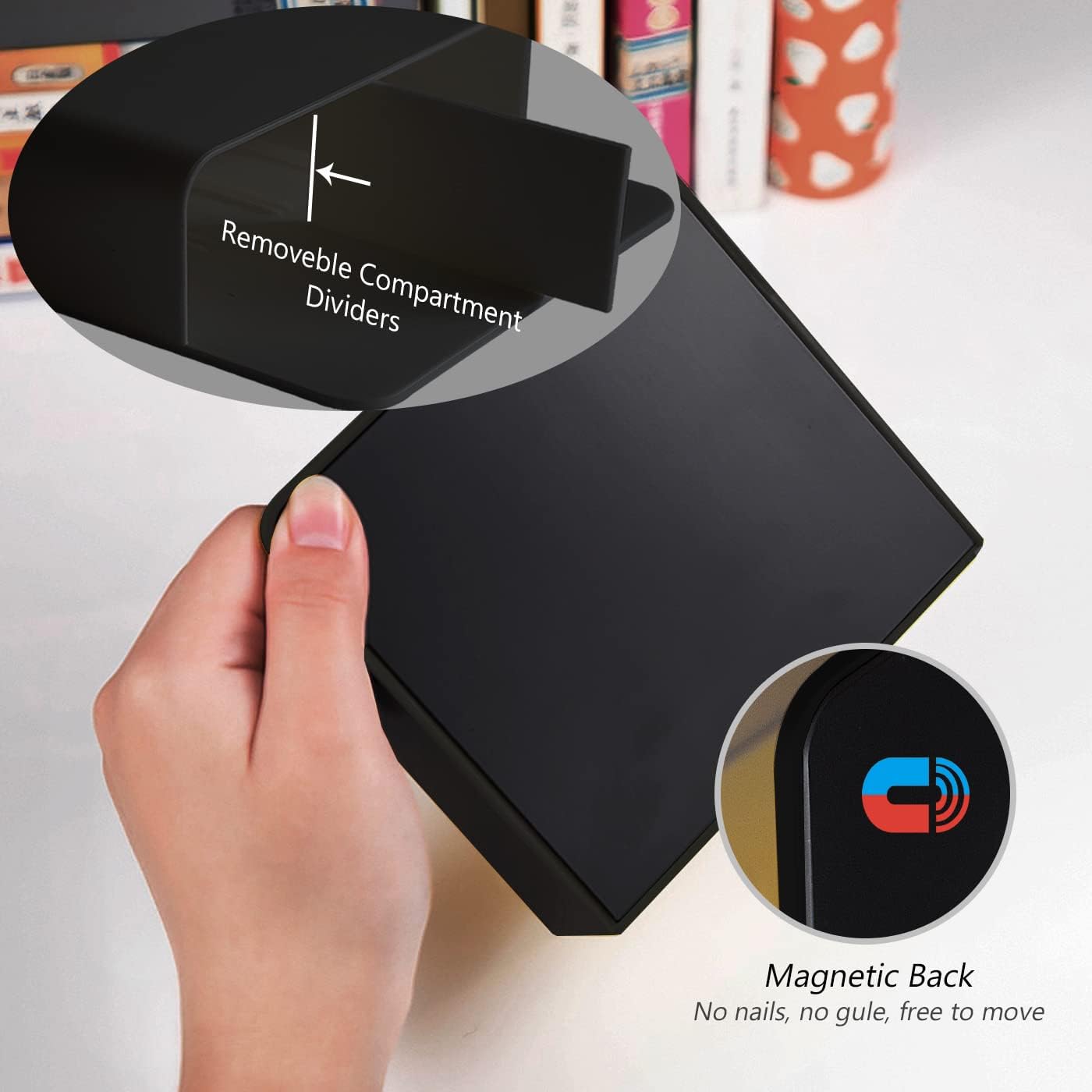 Magnetic Dry Erase Marker Holder, 2 Pack Magnetic Pen Marker Holder for Whiteboard, Fridge, Locker Accessories, School, Office, Home, Magnet Pen Cup, Black