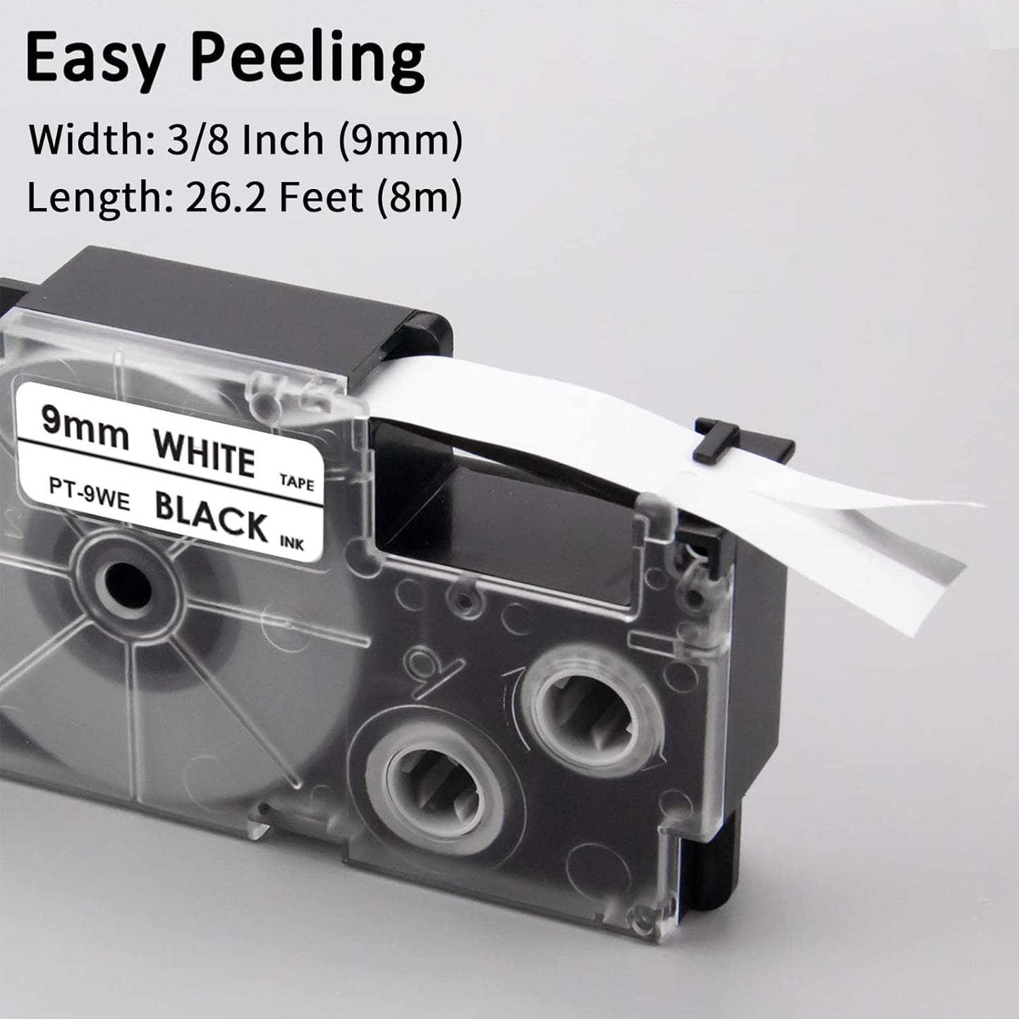 Pristar Replace for Casio XR-9WE XR9WE XR-9WE2S 9mm Labeling Tape 3/8" Black On White Label Tape Compatible with Casio EZ Label Printers KL-60 KL-100 KL-120 KL-430 KL-750 KL-780 KL-7200, 6-Pack
