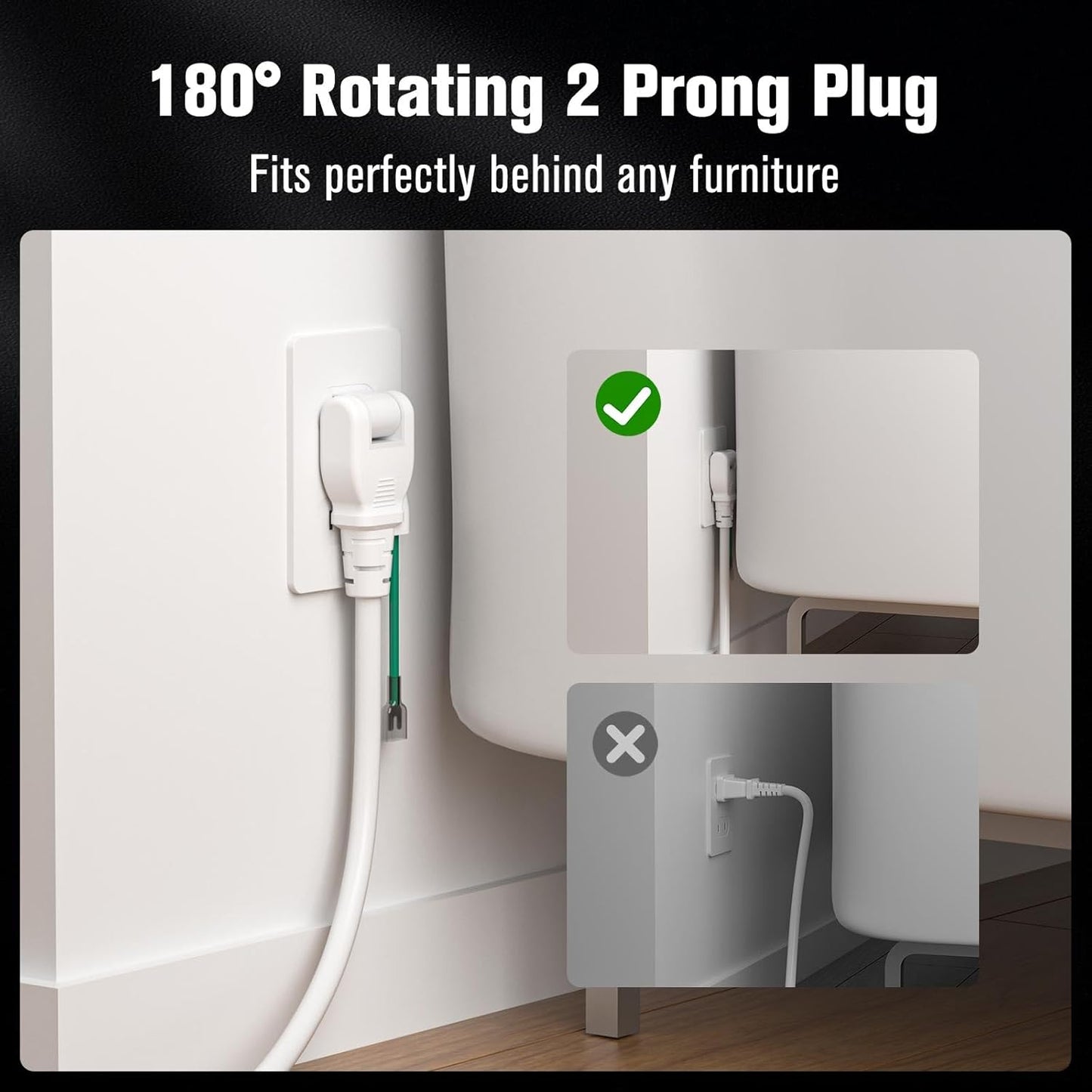 Power Strip Surge Protector with Multiple Outlets, Charging Station(100W Max), Flat Plug Extension Cord 10 Ft Long Cord, 8 Outlets & 4 USB Ports (2 USB C), Desk Charging Station for Home Office