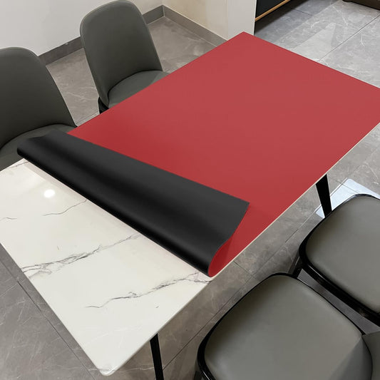 Leather Table Cover,1.8mm Thick,36x54 Inch Table Protector,Table Protector for Dining Room Table,Table Protectors for Rectangle Tables.(Black+Wine Red,36x54)
