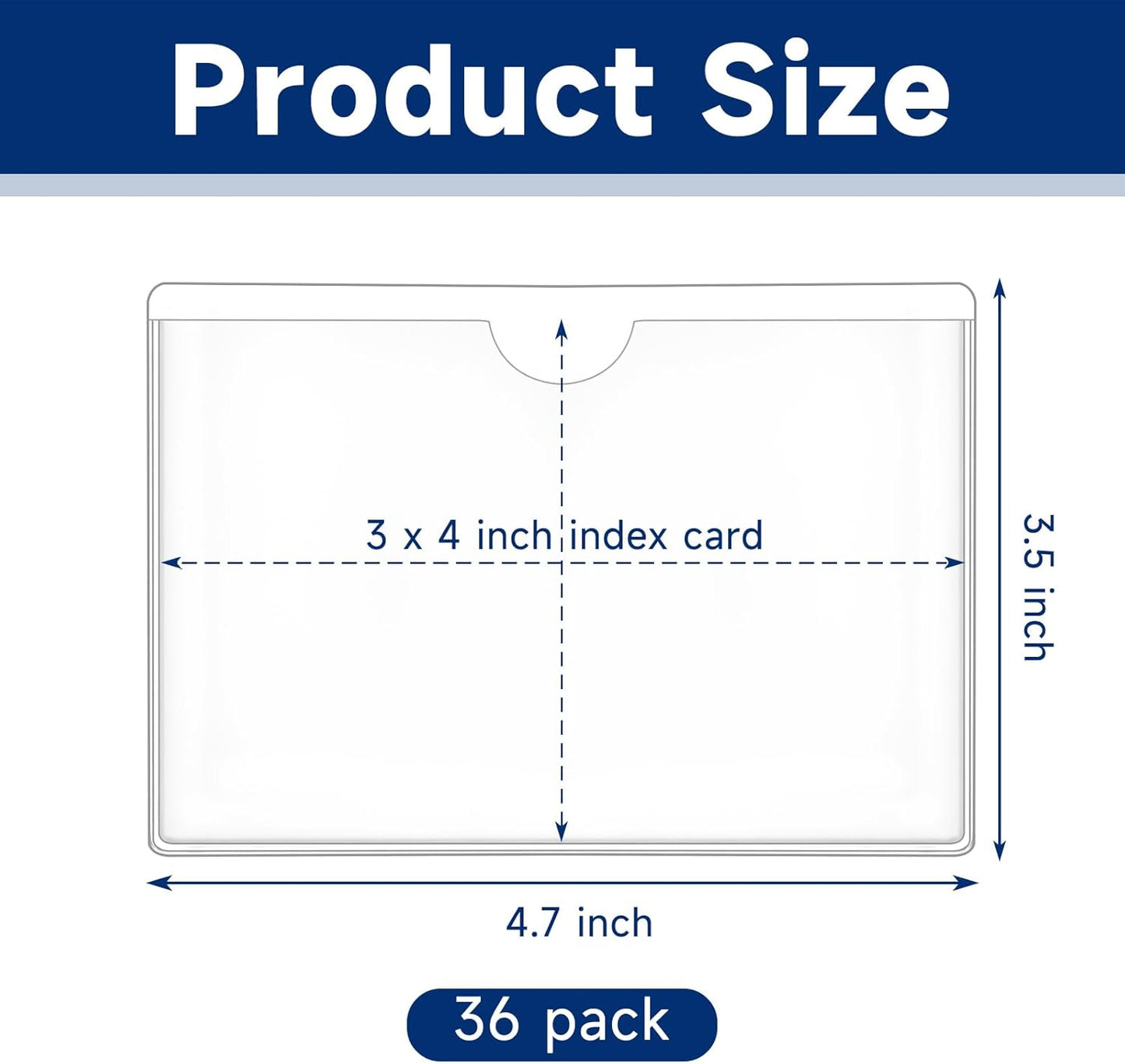 36Pcs Adhesive 3" x 4" Index Card Pockets, Clear Label Holders with Top Open for Loading, Plastic Pocket Sleeves for Organizing Storage Bins, Library Cards, Shelves