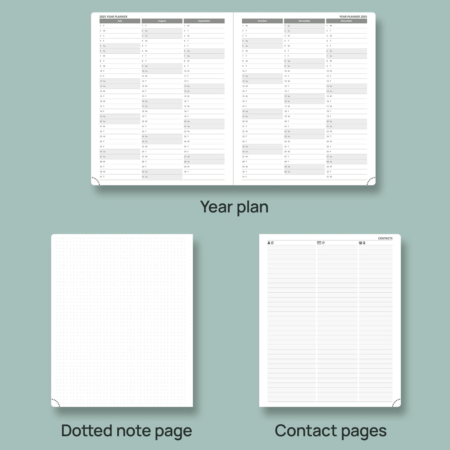 POPRUN Planner 2025-2026 Weekly Notebook (Large 8.5''x 10.5'') Academic Calendar (JUL.25 - JUN.26) Appointment Book with Monthly Tabs, Leather Soft Cover, Inner Pocket, 100 GSM - Black