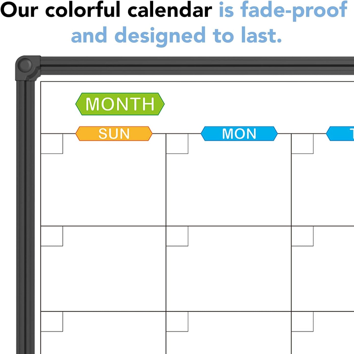 JILoffice Dry Erase Calendar Whiteboard - Magnetic White Board Calendar Monthly 36 X 24 Inch, 2 Pack, Black Aluminium Frame Wall Mounted Board for Office Home and School