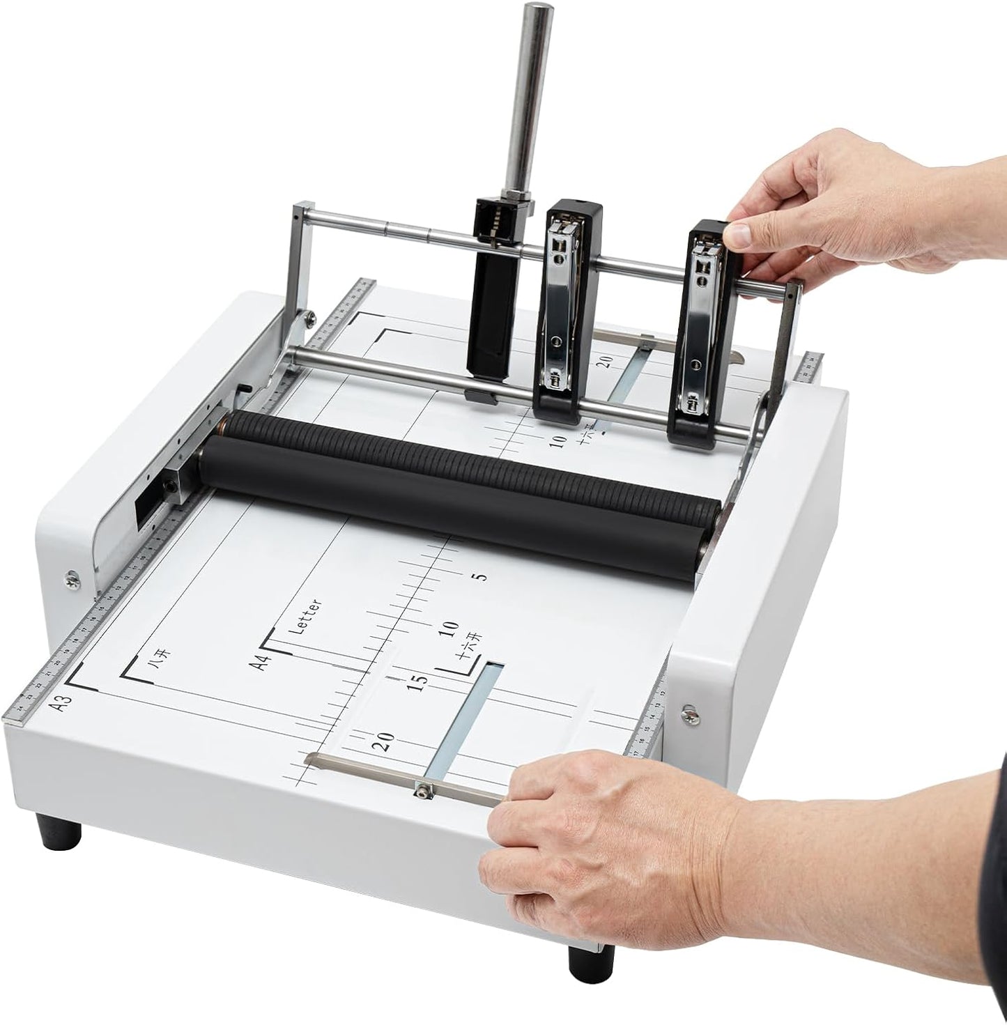 Booklet Folding Binding Machine, A3 110V Paper Folding Machine 2 in 1 Multifunctional Automatic Book Maker Stapling for Schools Print Stores Offices & Factory
