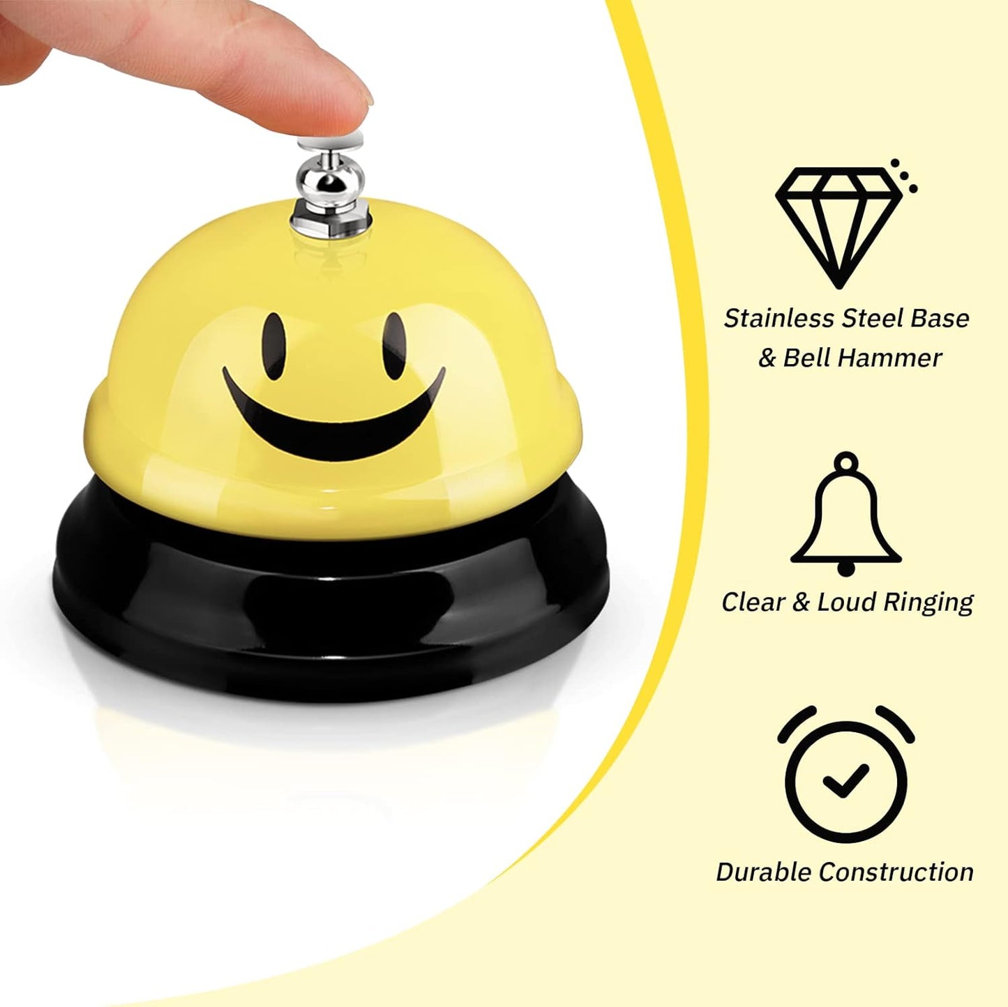 Tudomro 6 Pcs Call Service Dinner Bell for Desk Classroom Metal Smile Face Bell 3 Inch Diameter Anti Rust for Hotel Restaurant Office School Kitchen Bar(Macaron Color)