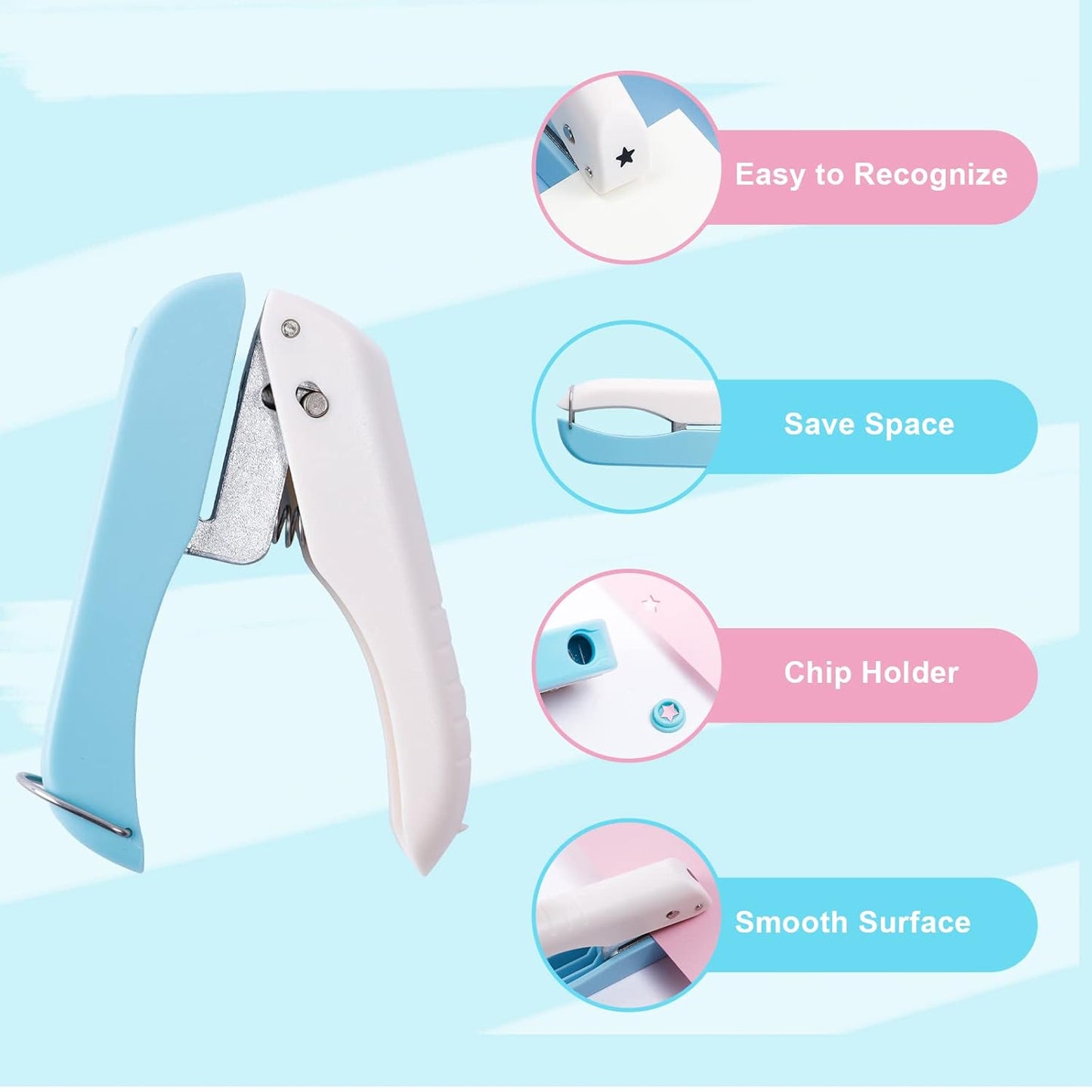 UCEC Paper Hole Punch Shapes, Single Holes Puncher, 1/4 Inch Handheld Star Punch + Heart Shape Puncher, Star Mini Hole Punch Heart Punches of School Supplies for DIY Scrapbook, Paper Crafts