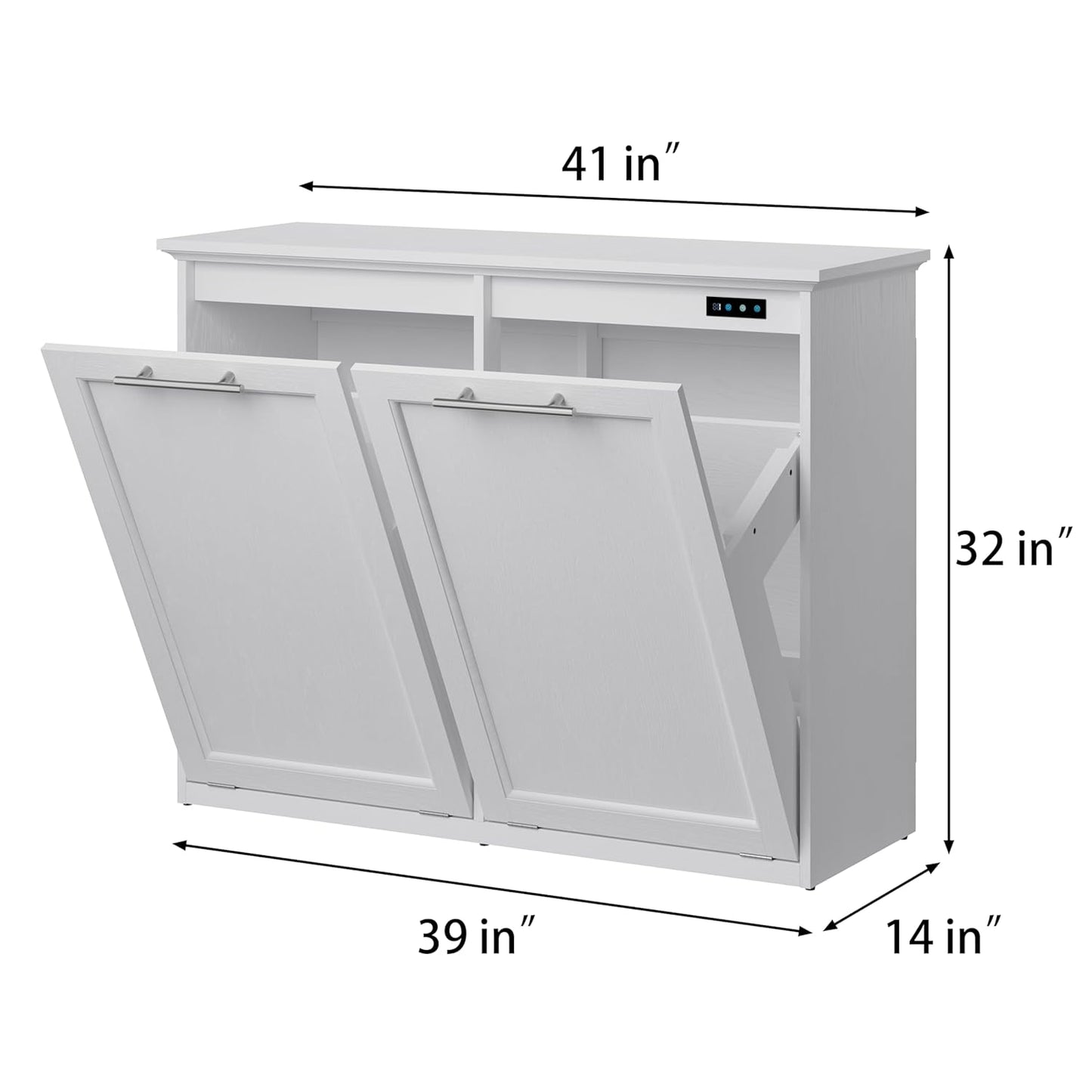 OLD CAPTAIN Tilt Out Trash Cabinet with Quick Installation and Deodorising Function, Wooden Freestanding Trash Can Cabinet Holds Up to 2x13 Gallons Capacity for Kitchen and Dining Room, White