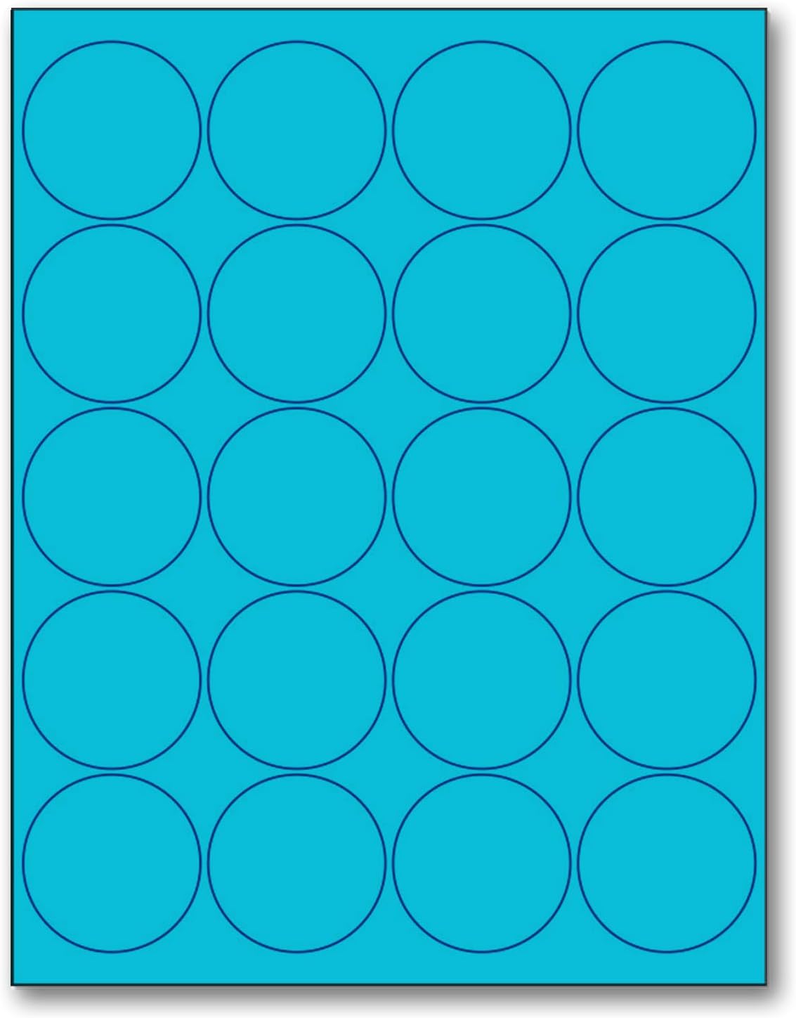 NextDayLabels - 8-1/2 x 11 Neon Color High Light Fluorescent Labels for Laser & Inkjet Printer (Blue Fluorescent, 2" Round - 20 Per Page | 2000 Labels)