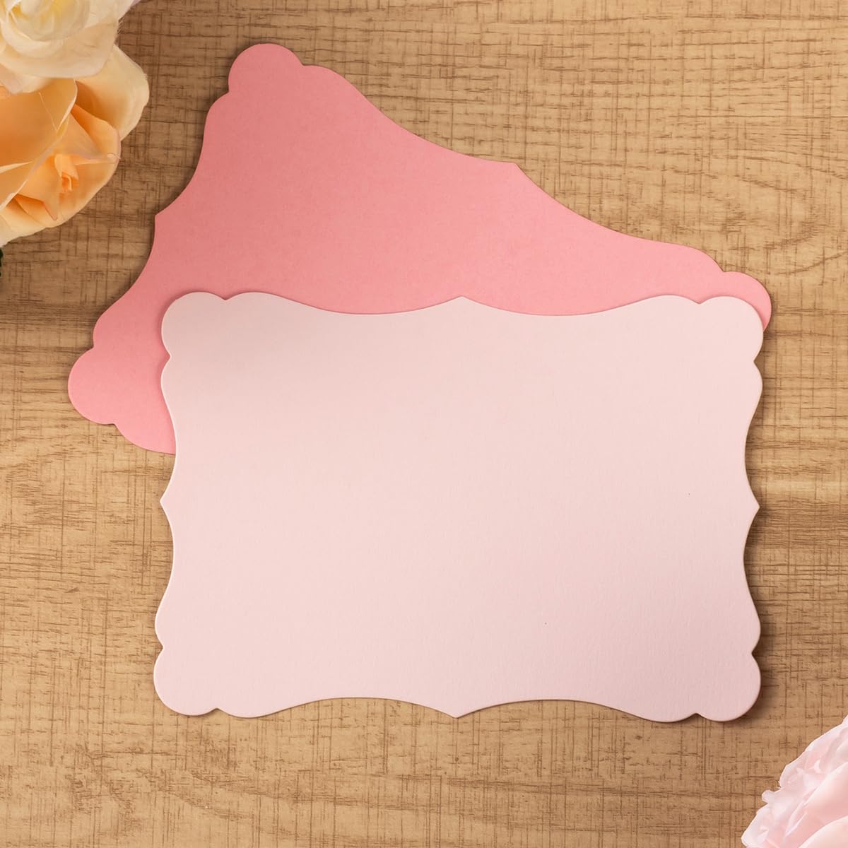 50 Pack Blank Kraft Cards Cardstock Thick Paper Brown Greeting Cards for DIY Gift Card Menus, Baby Shower and Wedding Invitations (Pink, 5 Colors, 4x6IN)
