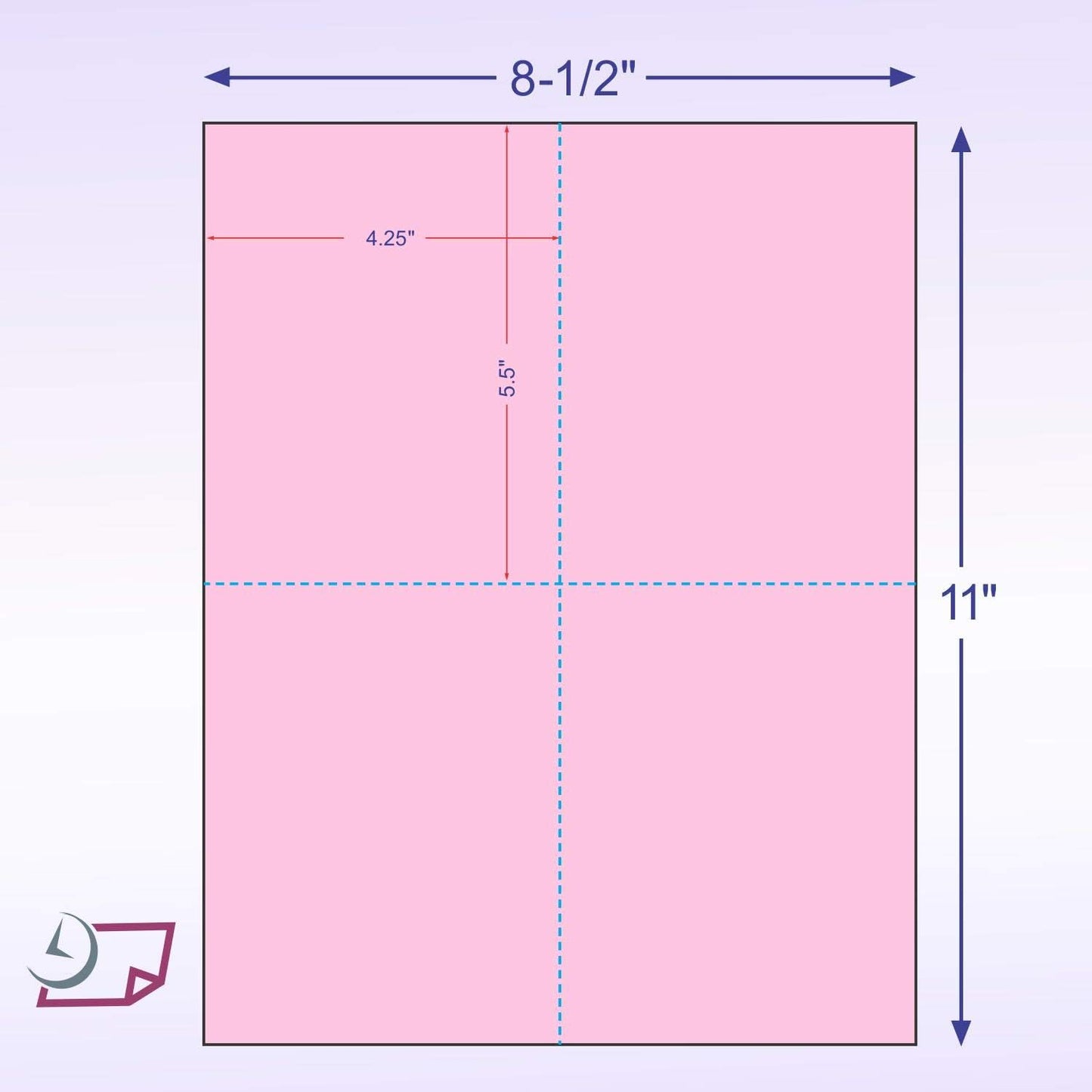 NextDayLabels - 8-1/2" x 11" Laser/Inkjet Postcards 4 Per Page, (4-1/4" x 5-1/2" Each Card | Pink, 200 Cards)