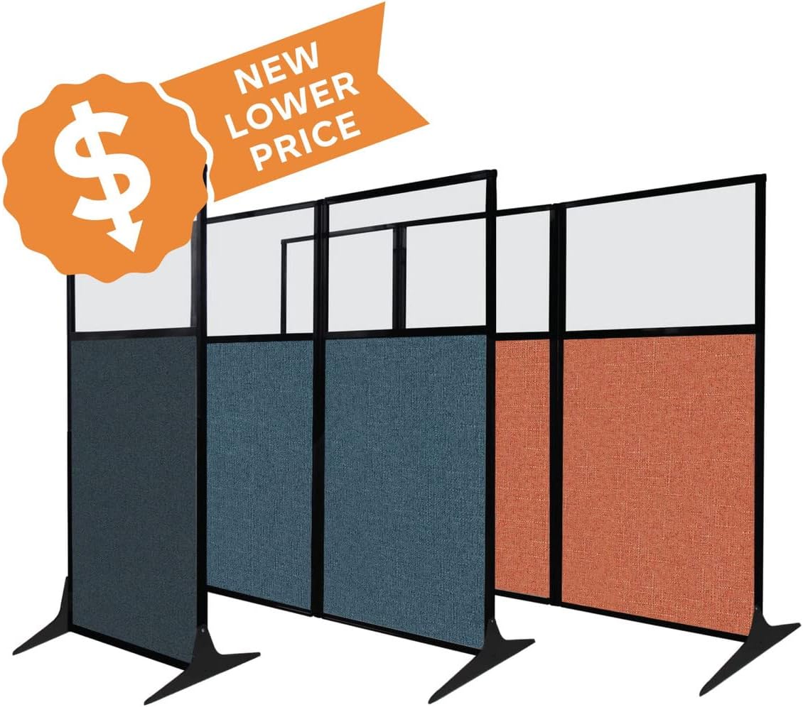 Versare Office Workstation Screen | Portable Wall Divider | Modern Cubicle | Freestanding Privacy Screen | Flexible Work Space | 1 Panel | 33" Wide x 70" Tall Beige SoundSorb Panels with Window