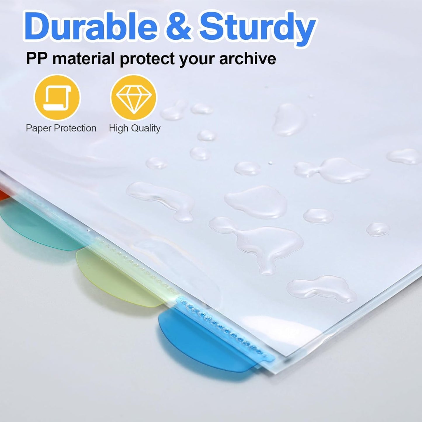 ReliThick 32 Set of 256 Pack Clear Binder Sheet Protectors with Tabs for 3 Ring Binder 8 Tab Binder Dividers with Pockets and Tabs Plastic Page Protector Insertable Index Divider, 8.5 x 11 Inch
