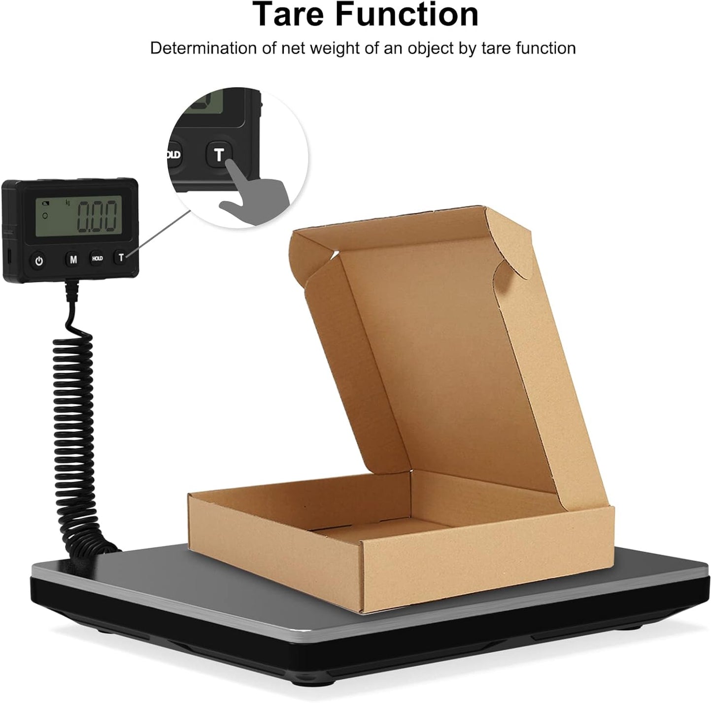 Maxus Shipping Scale 440lb, LCD Digital Postal Scale with Hold and Tare Funtion, Postage Scale for Packages Luggage Post Office Warehouse, Battery and Tape-c Power, Black