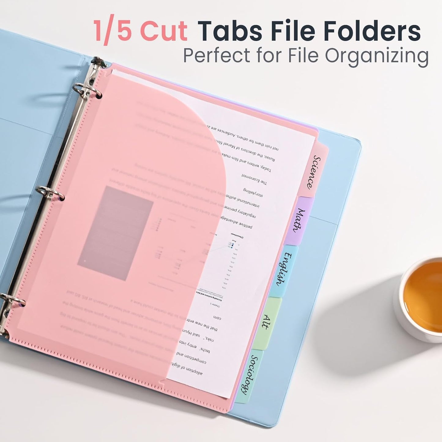 5 Tabs Dividers with Pockets for 3 Ring Binder, 5 Counts Binder Dividers Index for US Letter Size, Binder Dividers with Tabs for School Office Organization(XY026) (1)