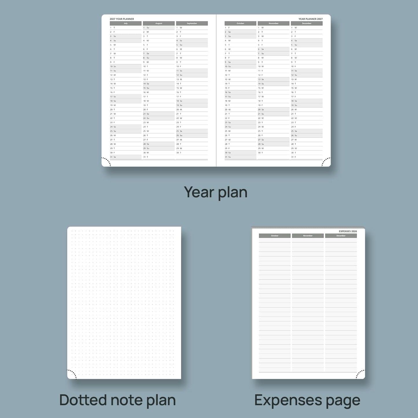 POPRUN 2026 Planner (Medium Size 8.5''x 6.5'' Hardcover) - Daily Weekly and Monthly Calendar Agenda 2026 Appointment Book with Hourly Time Slots, Monthly Tabs, 100 GSM - Pacific Green