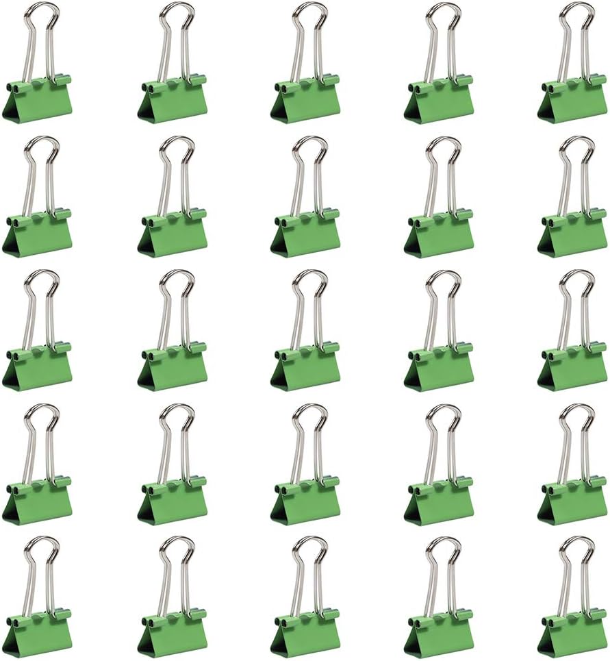 JAM PAPER Colorful Binder Clips - Small - 3/4 Inch (19 mm) - Green Binderclips - 25/Pack