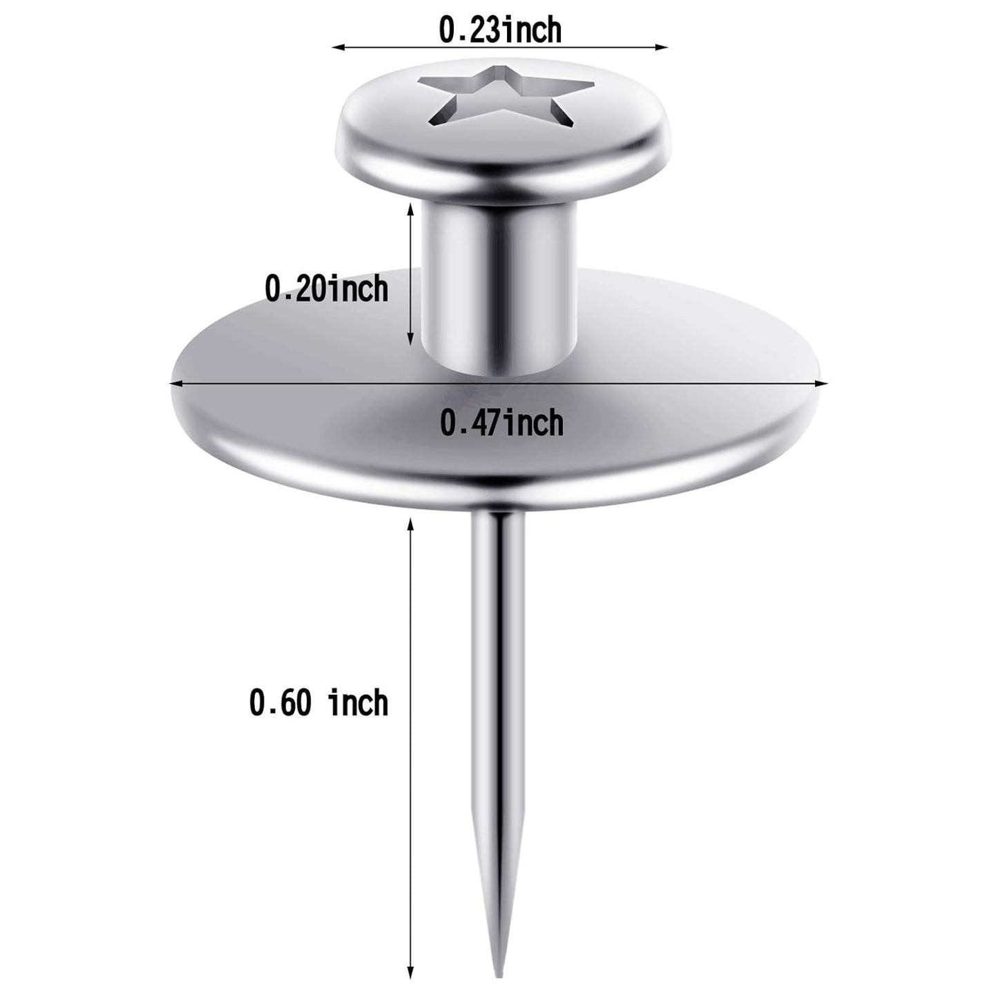 Push Pins Picture Hangers Double Headed Thumb Tacks Wall Hooks for Wall Hangings Picture Hangers Nails Small Photo Hanging Hook Pins for Home Office Photo Decor(Silver,50 Pieces)