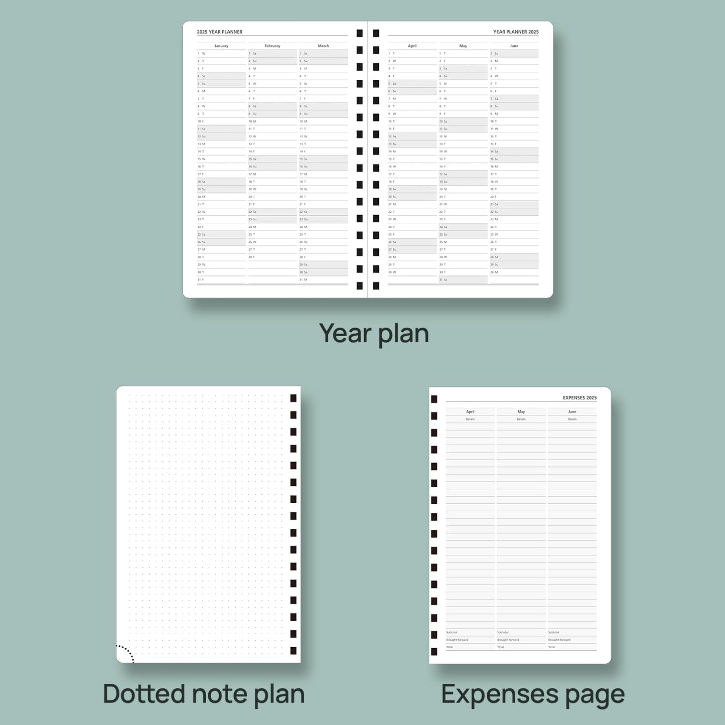 POPRUN Academic Daily Planner 2025-2026 One Page A Day - [5.75" x 8.5"- Spiral Hard Cover], Appointment Book (July 2025 - June 2026) with Monthly Calendar - Navy Blue