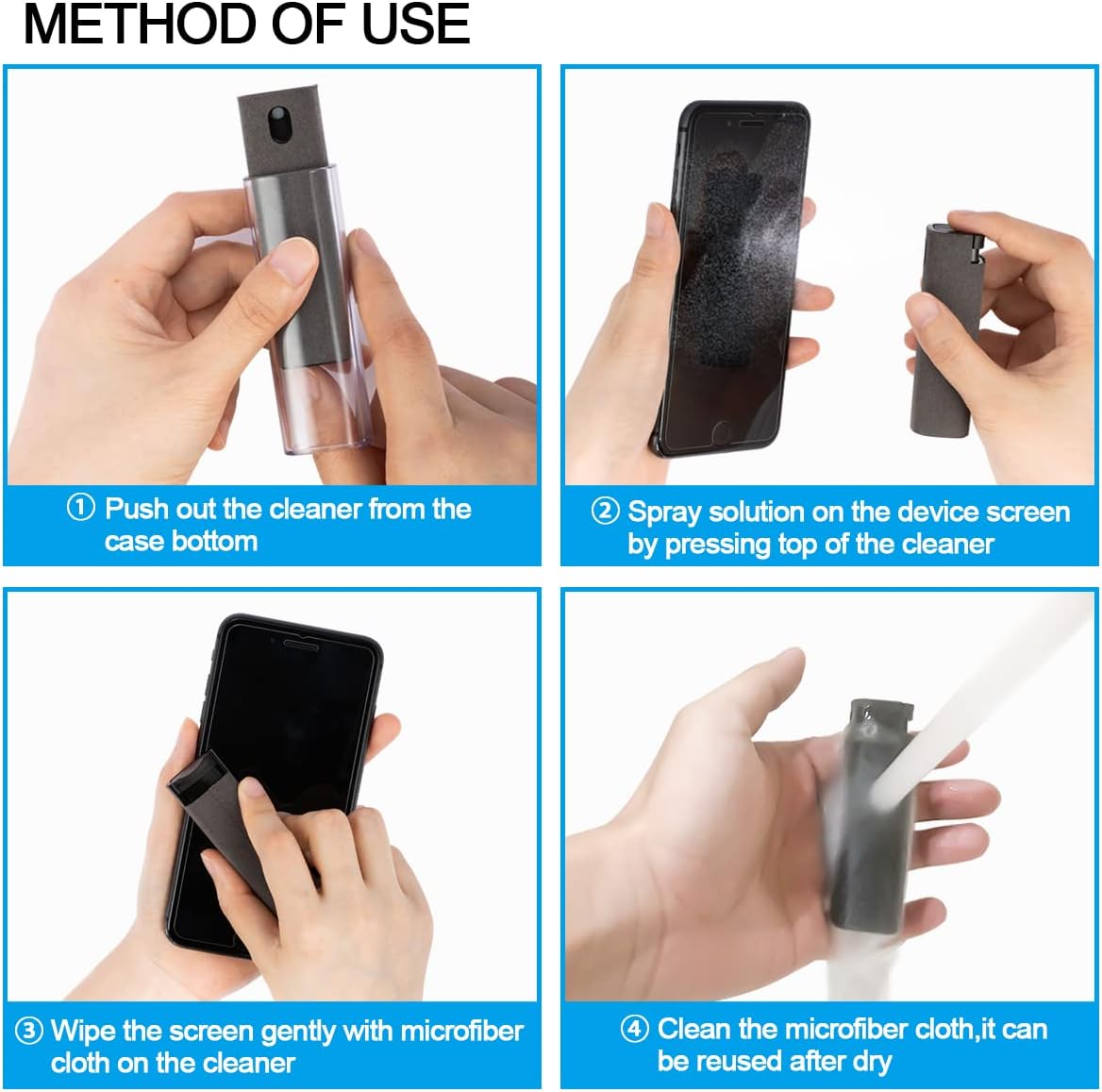 Screen Cleaner Touchscreen Mist Spray, walrfid Cleaning Kit for Electronic Smart Phone TV, Laptop, Tablet, PC, Computer Monitor LCD Flat Screens, Eyeglasses, Compatible with iPhone iPad MacBook Pro