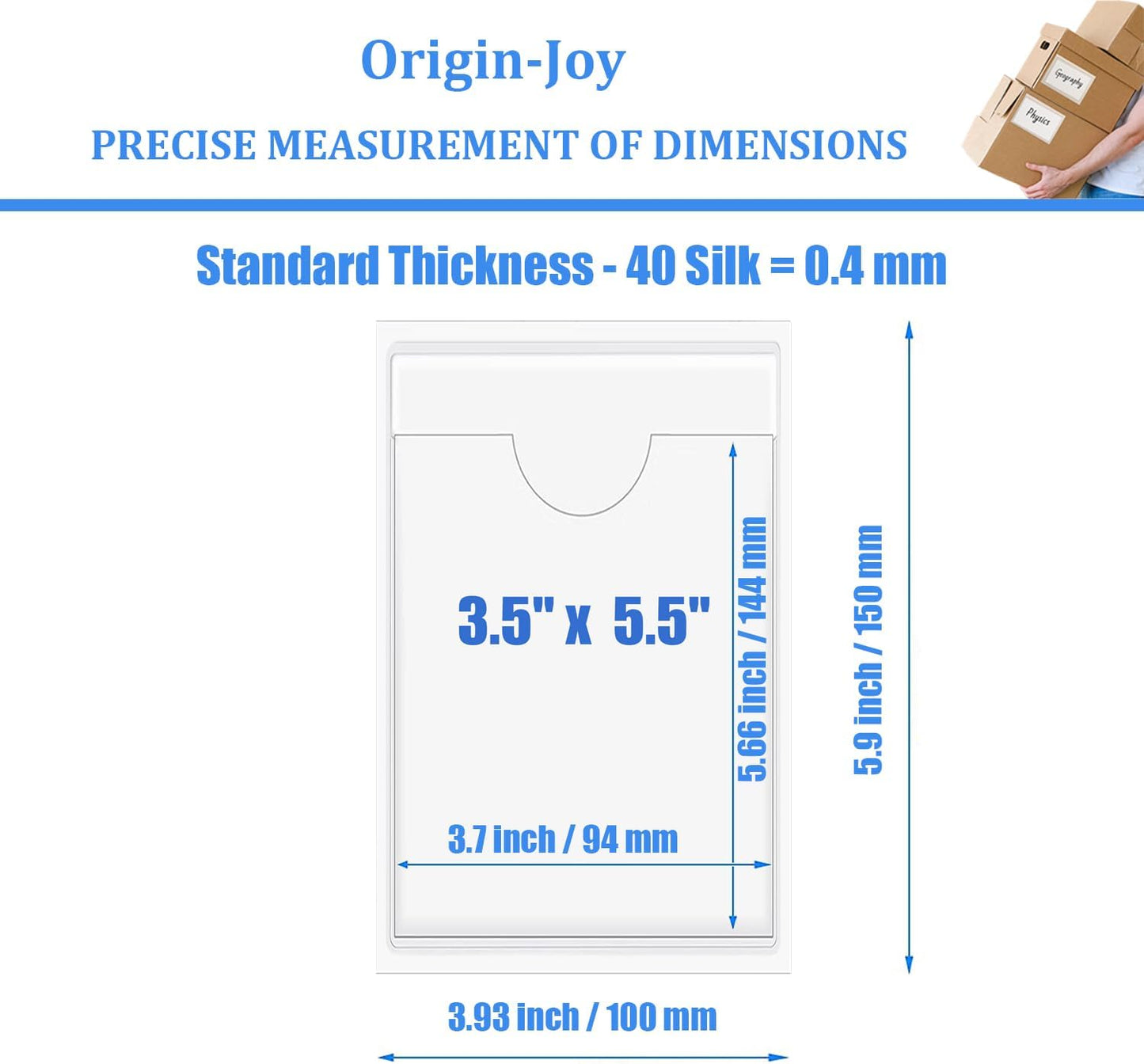 Origin-Joy 35 PCS Self Adhesive Index Card Pockets with Top Open, Clear Plastic Label Holder for Cards of Note, Library and Business, Adhesive Label Pockets & Card Holder (3.5 x 5.5 inch)