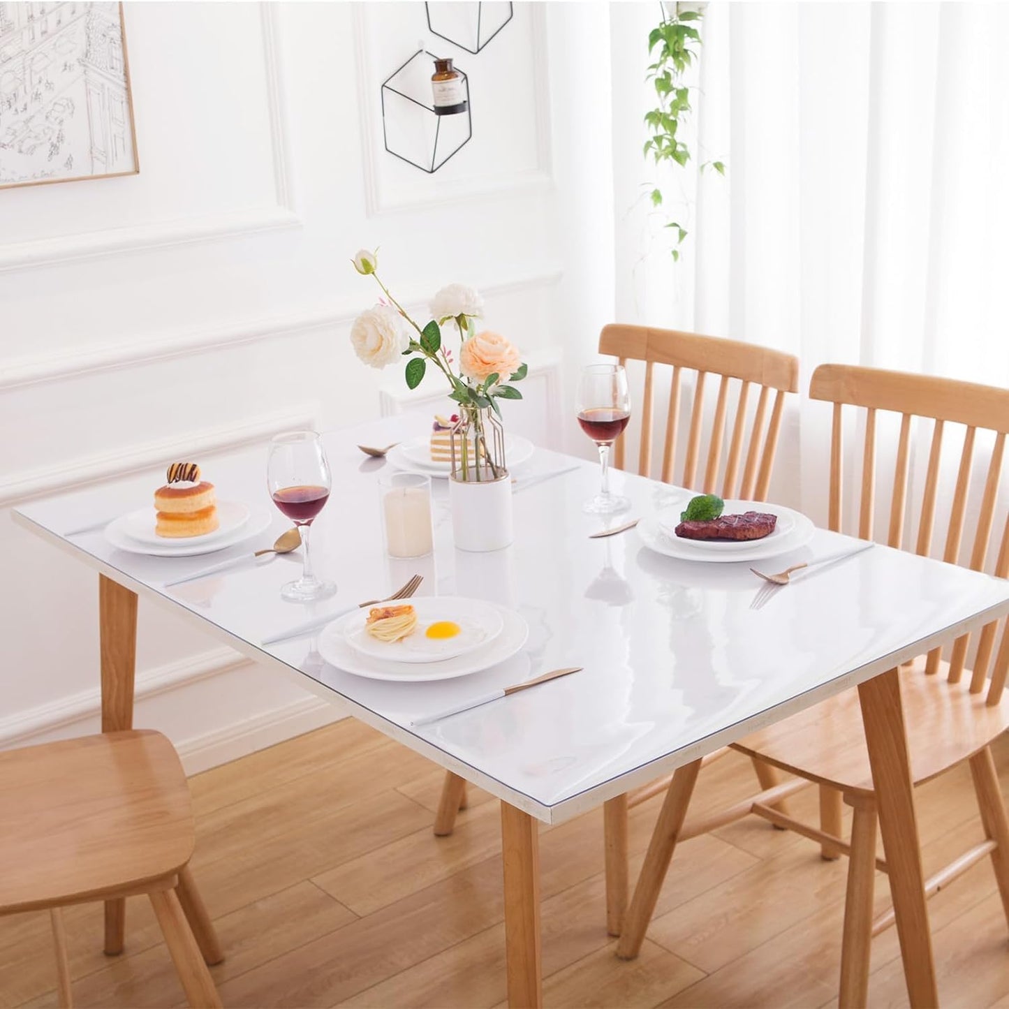 42 x 76 Inch Clear Table Cover Protector, 1.5mm Plastic Table Cover, Waterproof Table Pad for Dining Room, Kitchen, Office